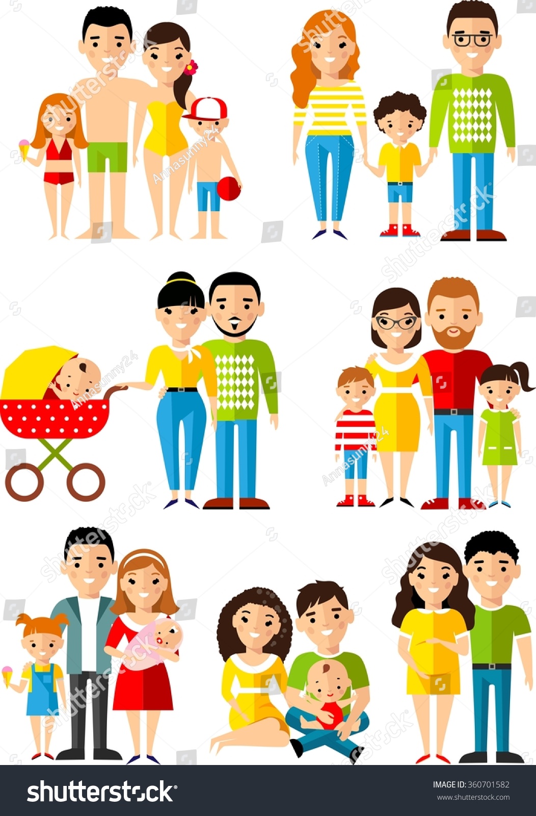 All Age Group Of European Family. Generations Man And Woman. Stages Of ...