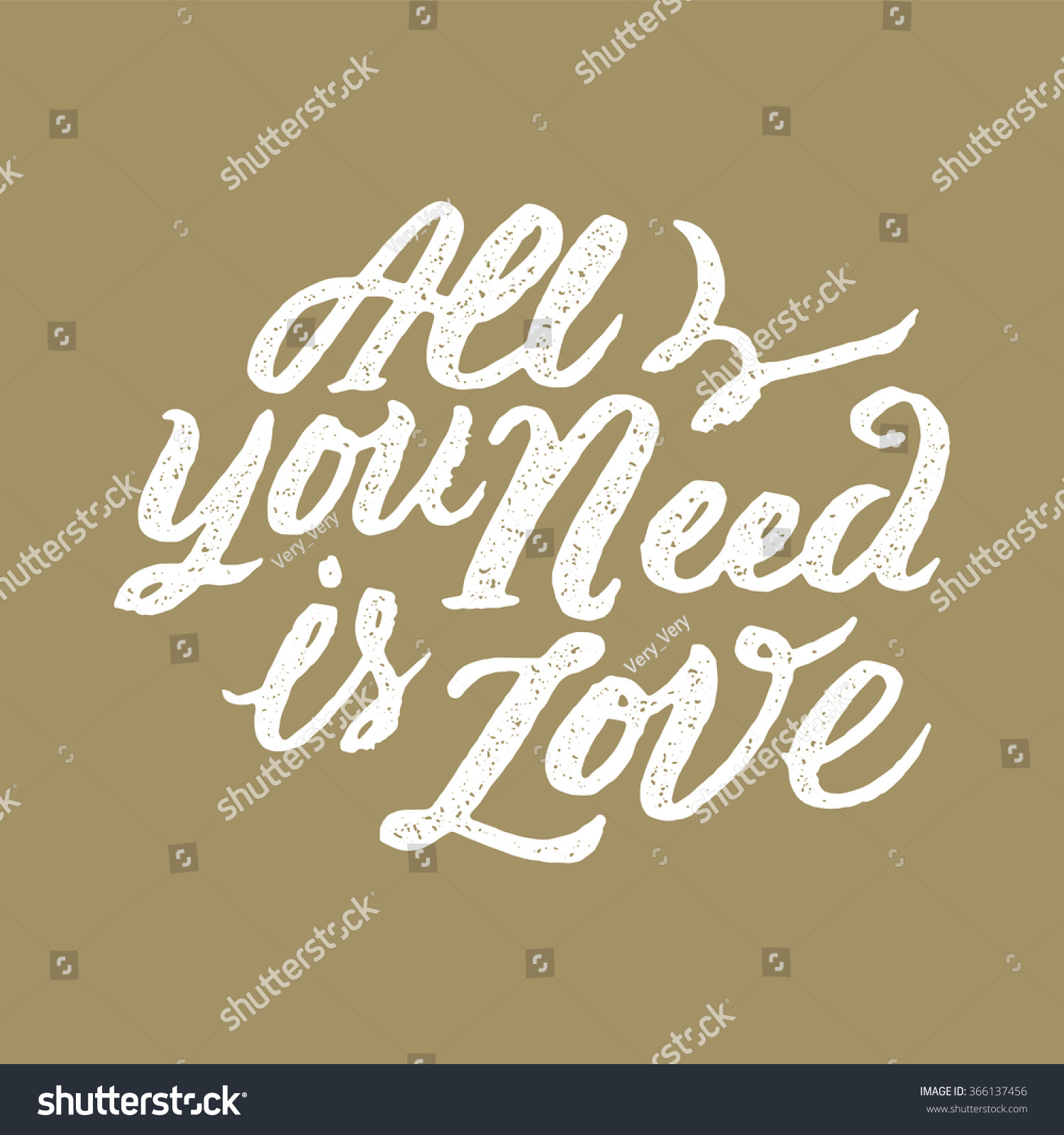 All you need is love handwritten typographic poster original hand made quote lettering