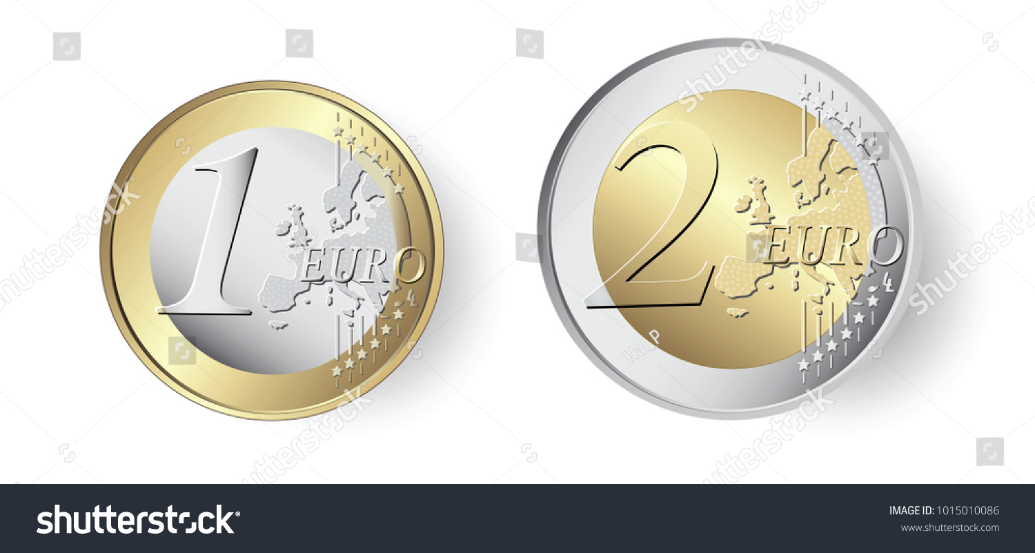 SVG of 1 and 2 Euro coins stock illustration svg
