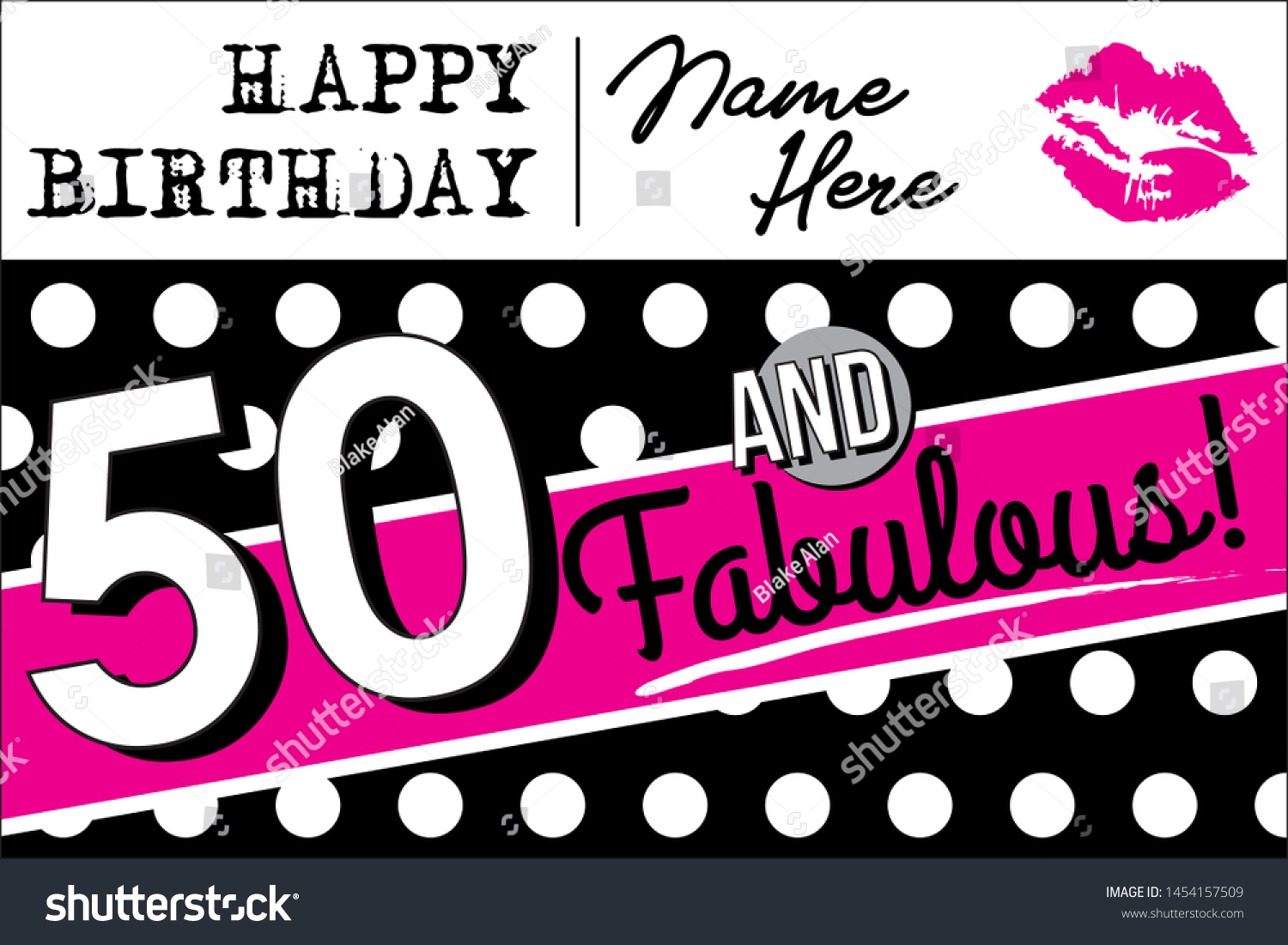 SVG of 50 and Fabulous Birthday Card, Invitation or Poster Template | Pink and Black 50th Birthday Celebration Sign | Vector Graphic for Banners, Flyers or Social Media Use | B-Day Signage svg