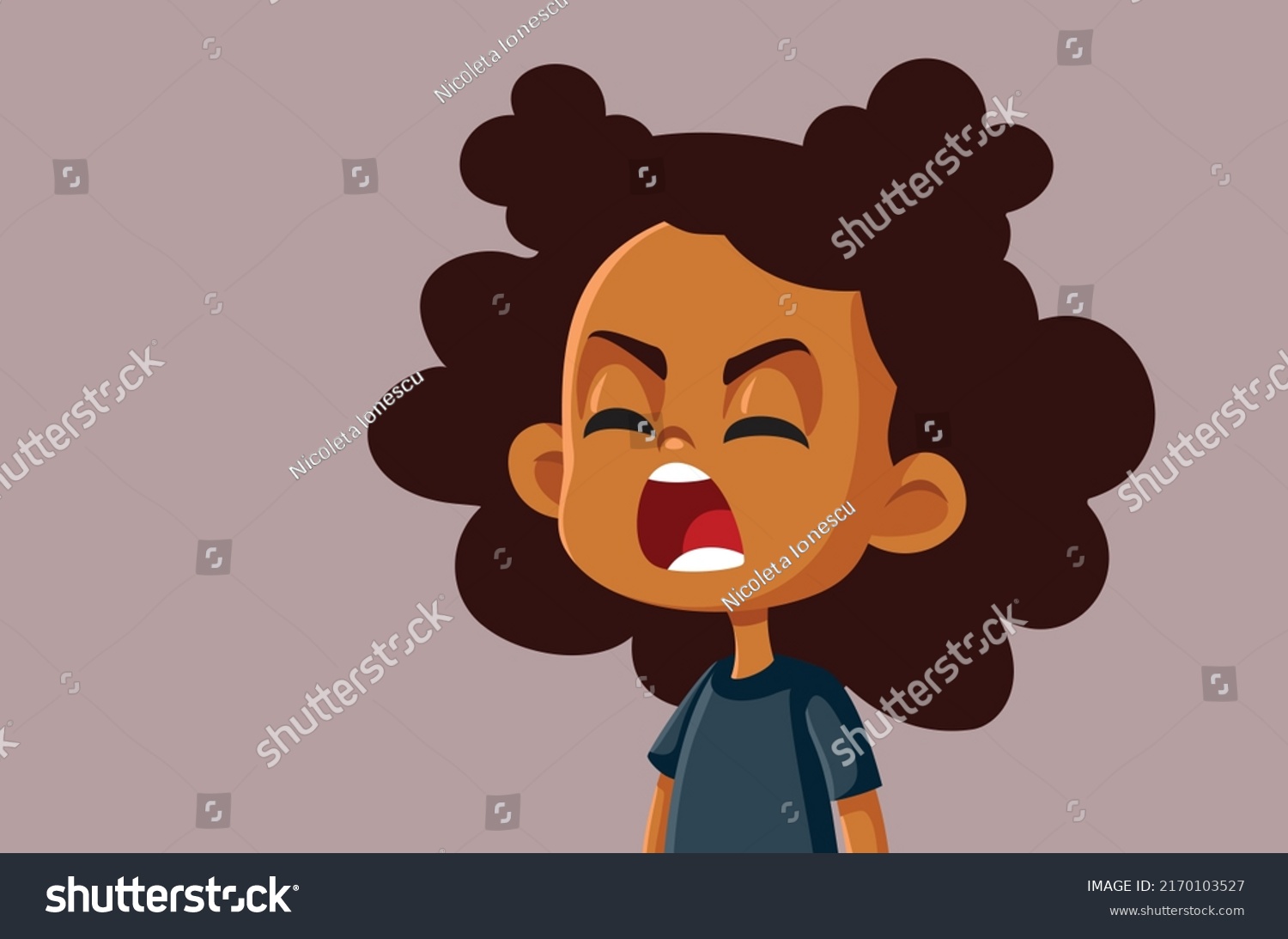 Angry Upset Girl Feeling Furious Vector Stock Vector (Royalty Free ...