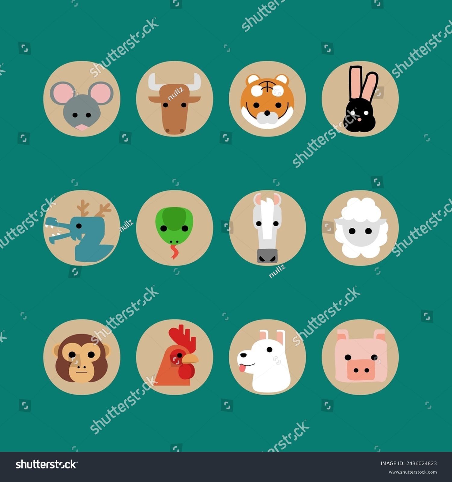 SVG of 12 animal Chinese zodiac sign svg