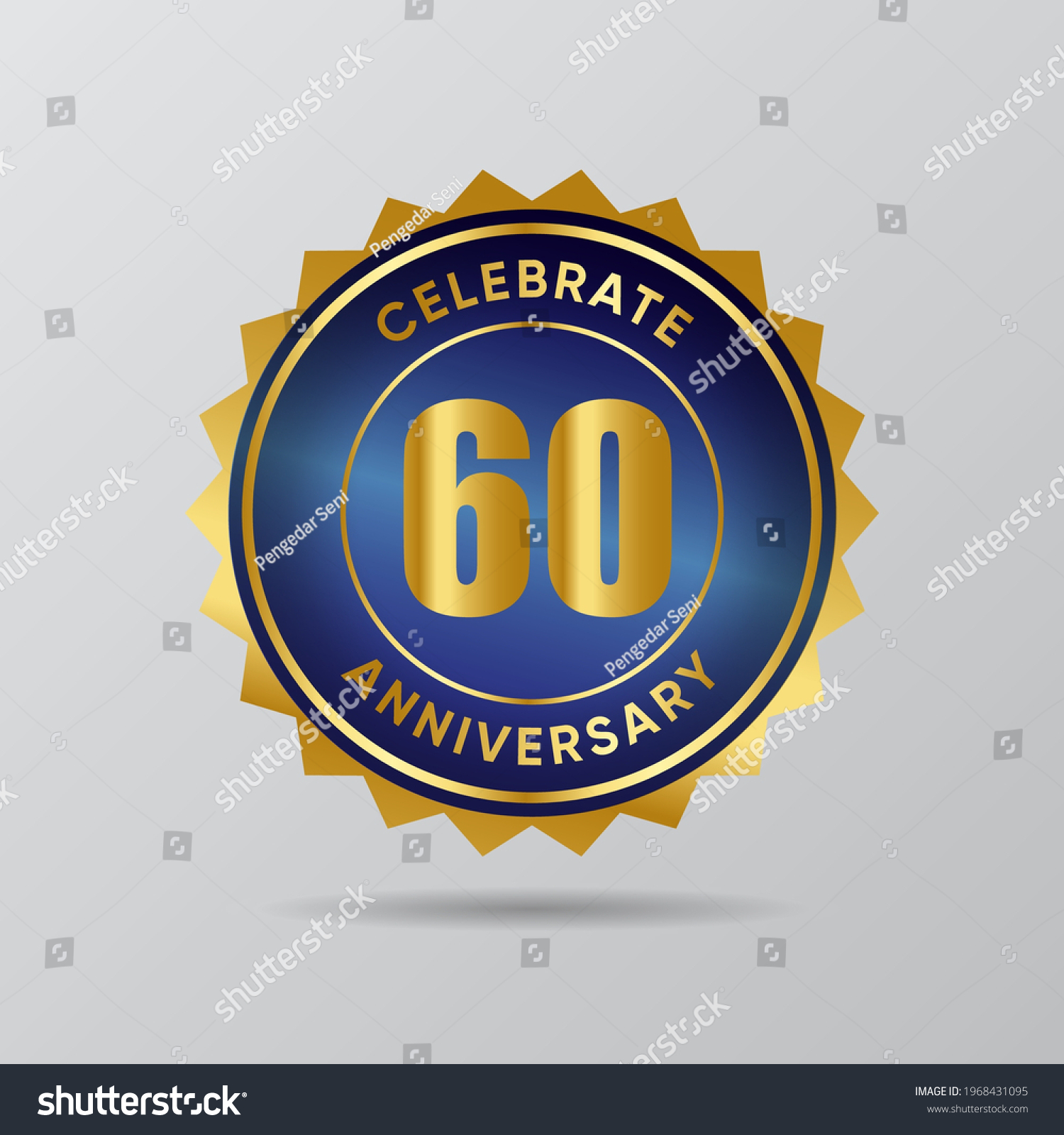 SVG of 60 Anniversary gold badge luxury style with blue deep svg