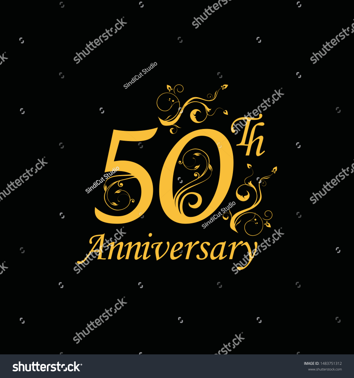 50 Anniversary Gold Numbers Golden Confetti Stock Vector (Royalty Free ...