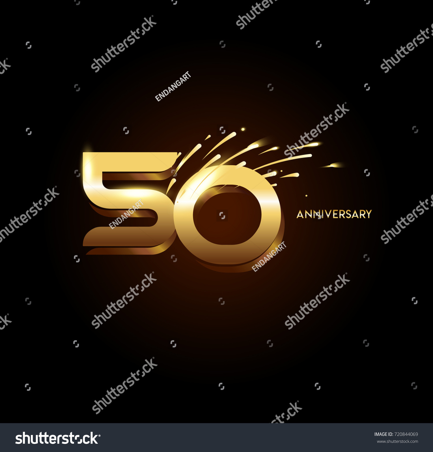 SVG of 50 Anniversary with fireworks and shiny gold on dark background.Greeting card, banner, poster svg