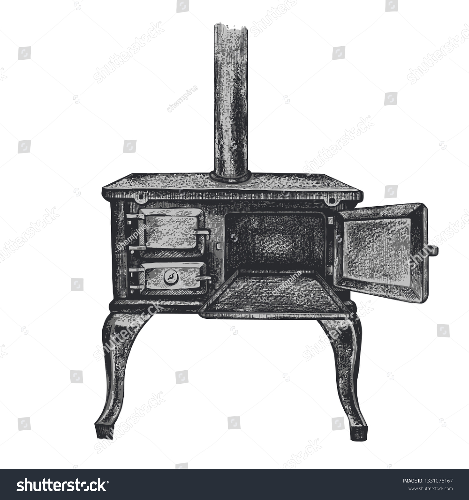 Wood Burning Stove Outlines Royalty Free SVG, Cliparts, Vectors, And ...