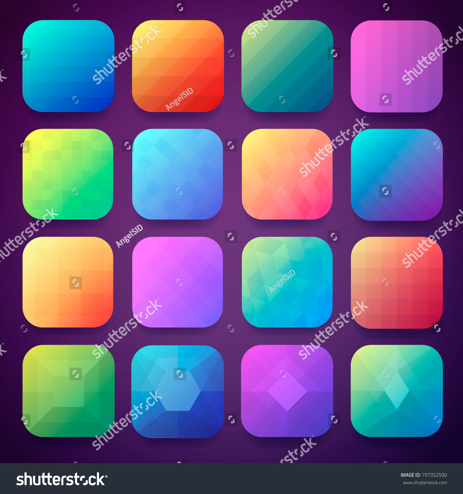 16 App Icons Background Set Mobile Stock Vector (Royalty Free