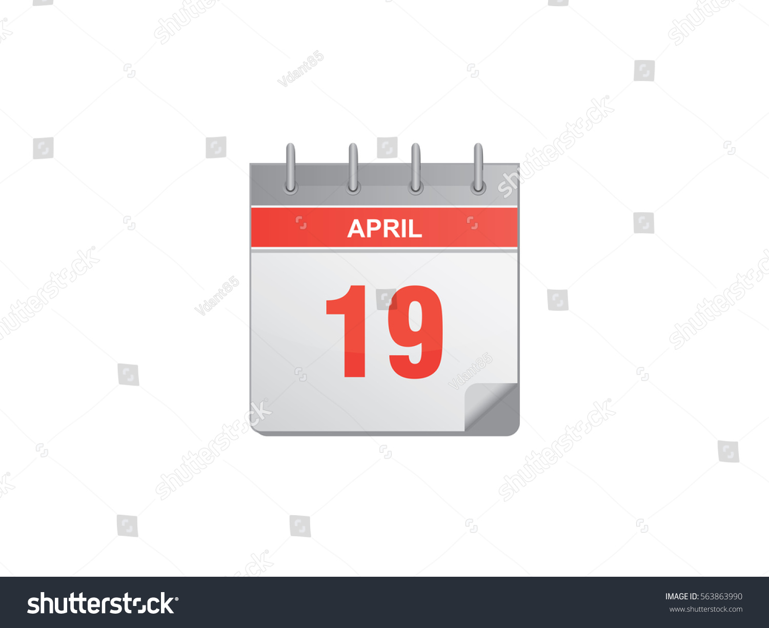 19 April Red Calendar Vector Illustration Stock Vector (Royalty Free ...