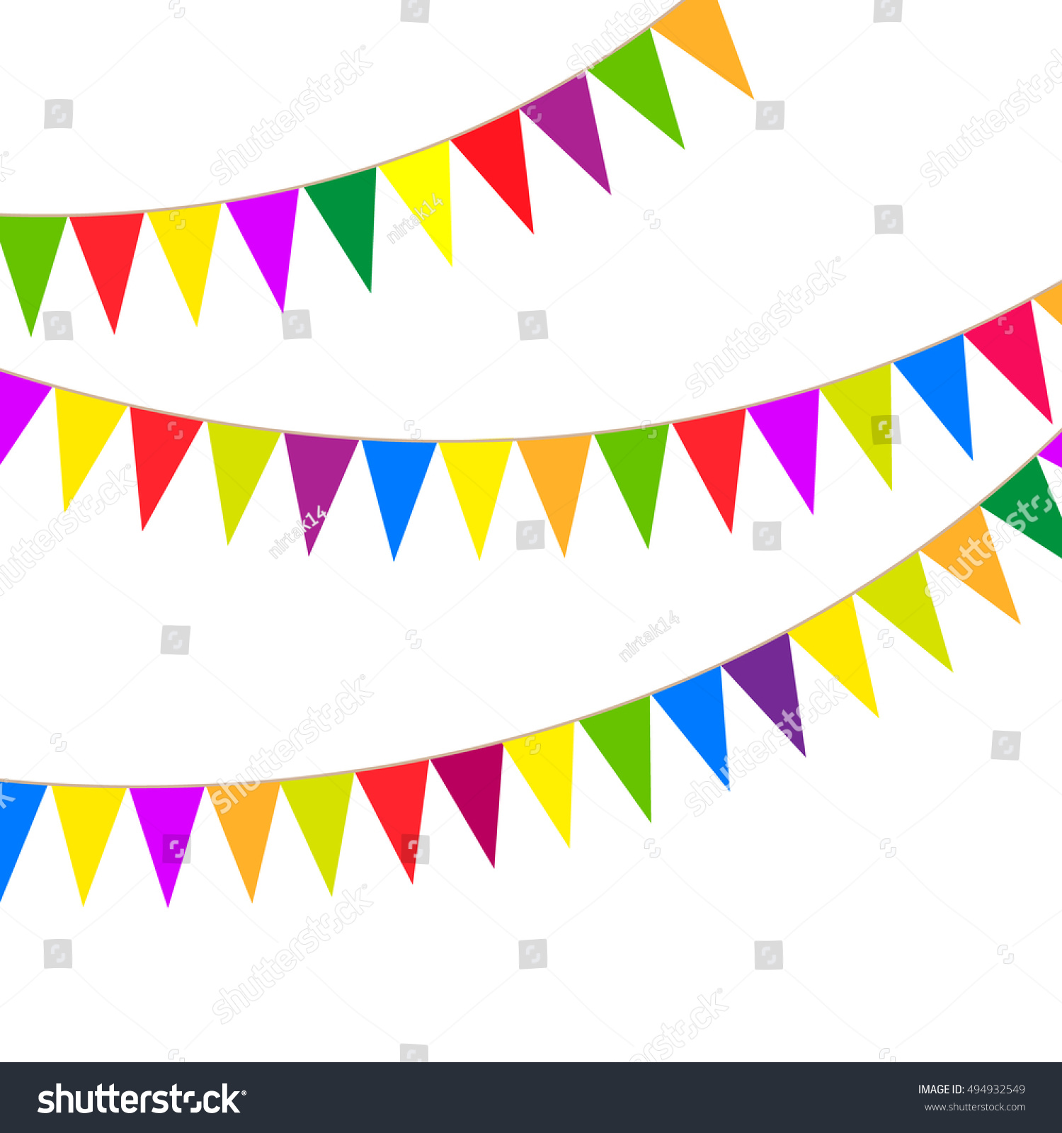 Pennants On Rope Colored Flags On Stock Vector (Royalty Free) 494932549