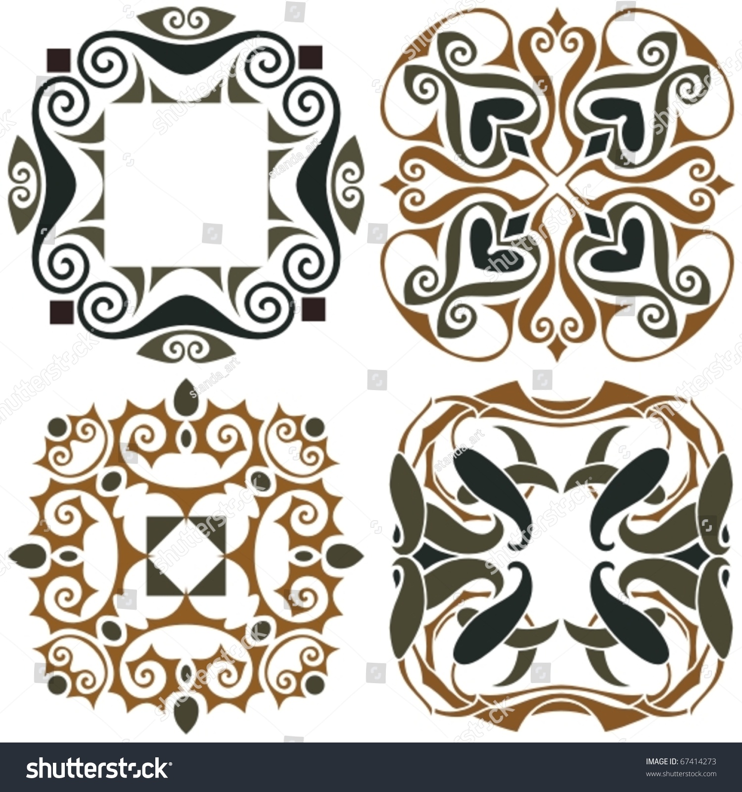 4 Art Nouveau Wallpapers Stock Vector Illustration 67414273 : Shutterstock