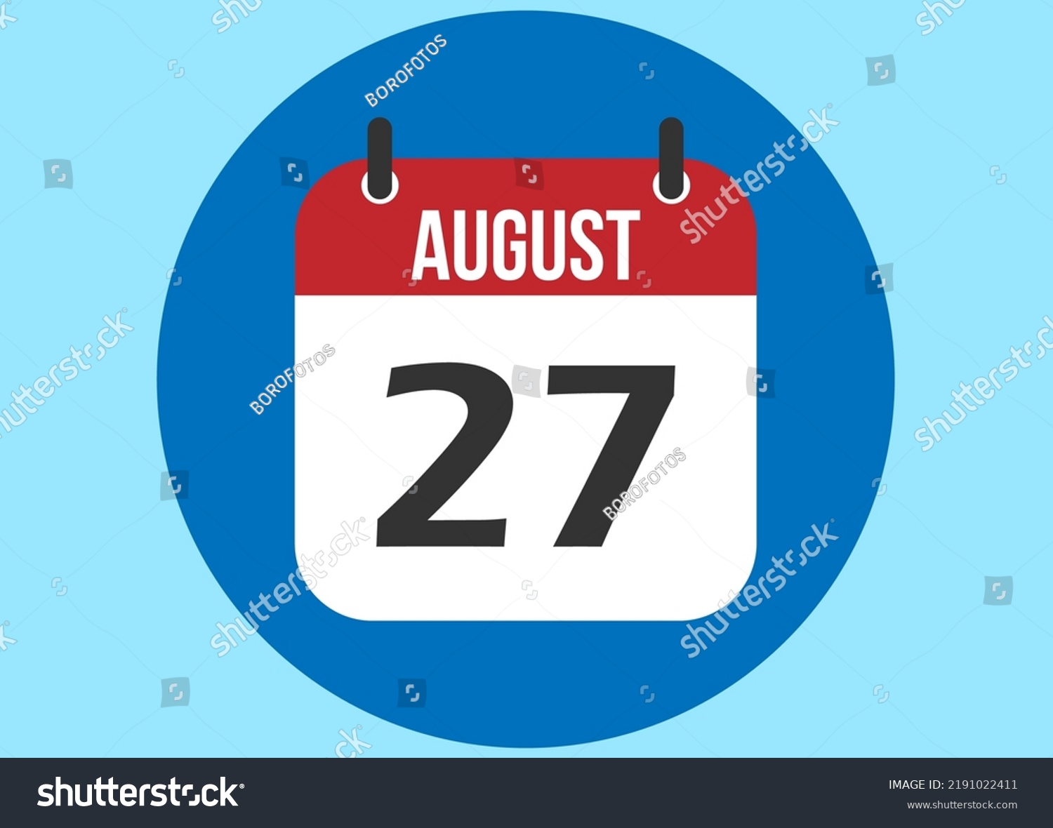 SVG of 27 August blue calendar vector. Calendar august with circle in background clear. svg