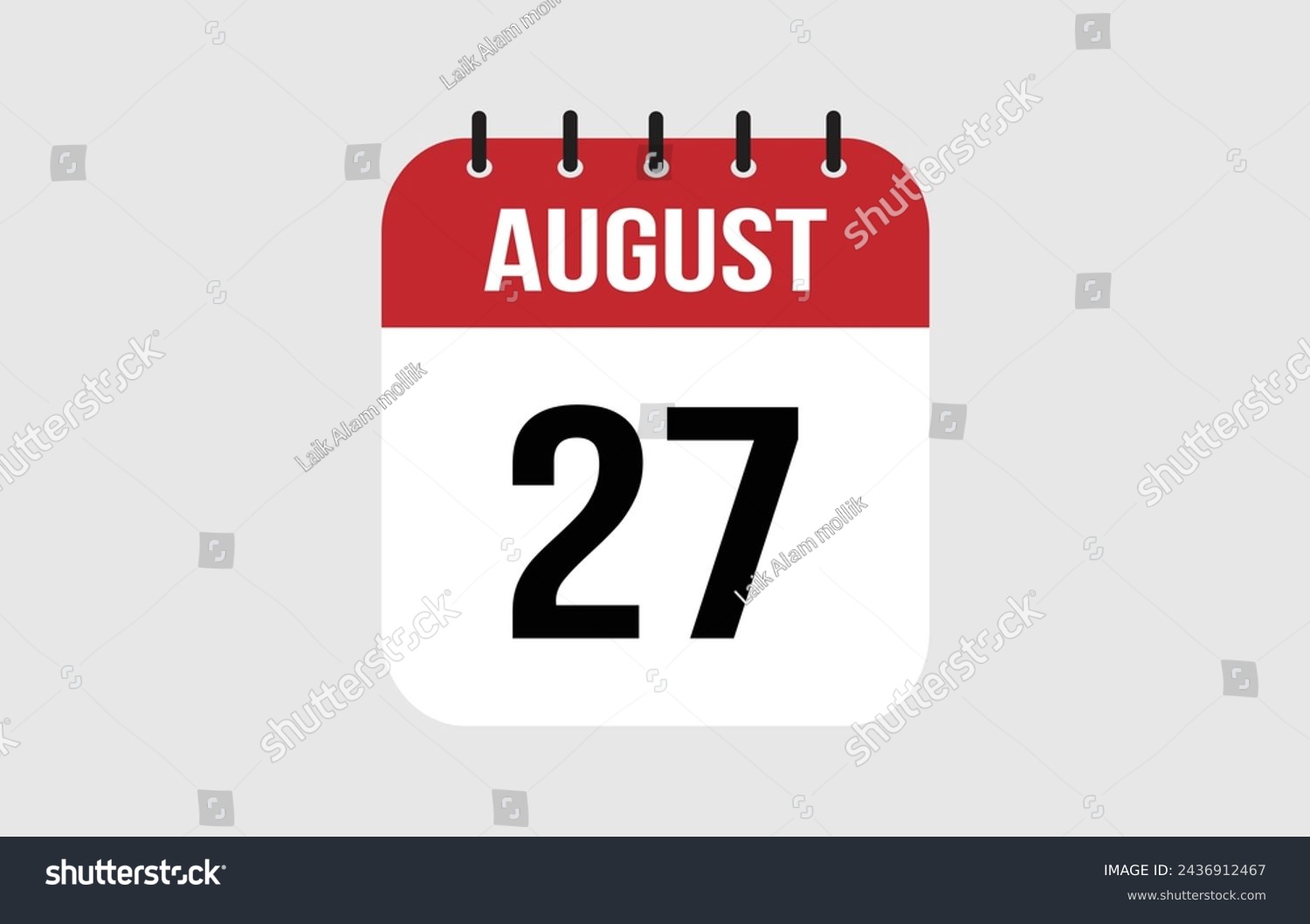 SVG of 27 August Calendar. August Calendar Vector Illustration. svg