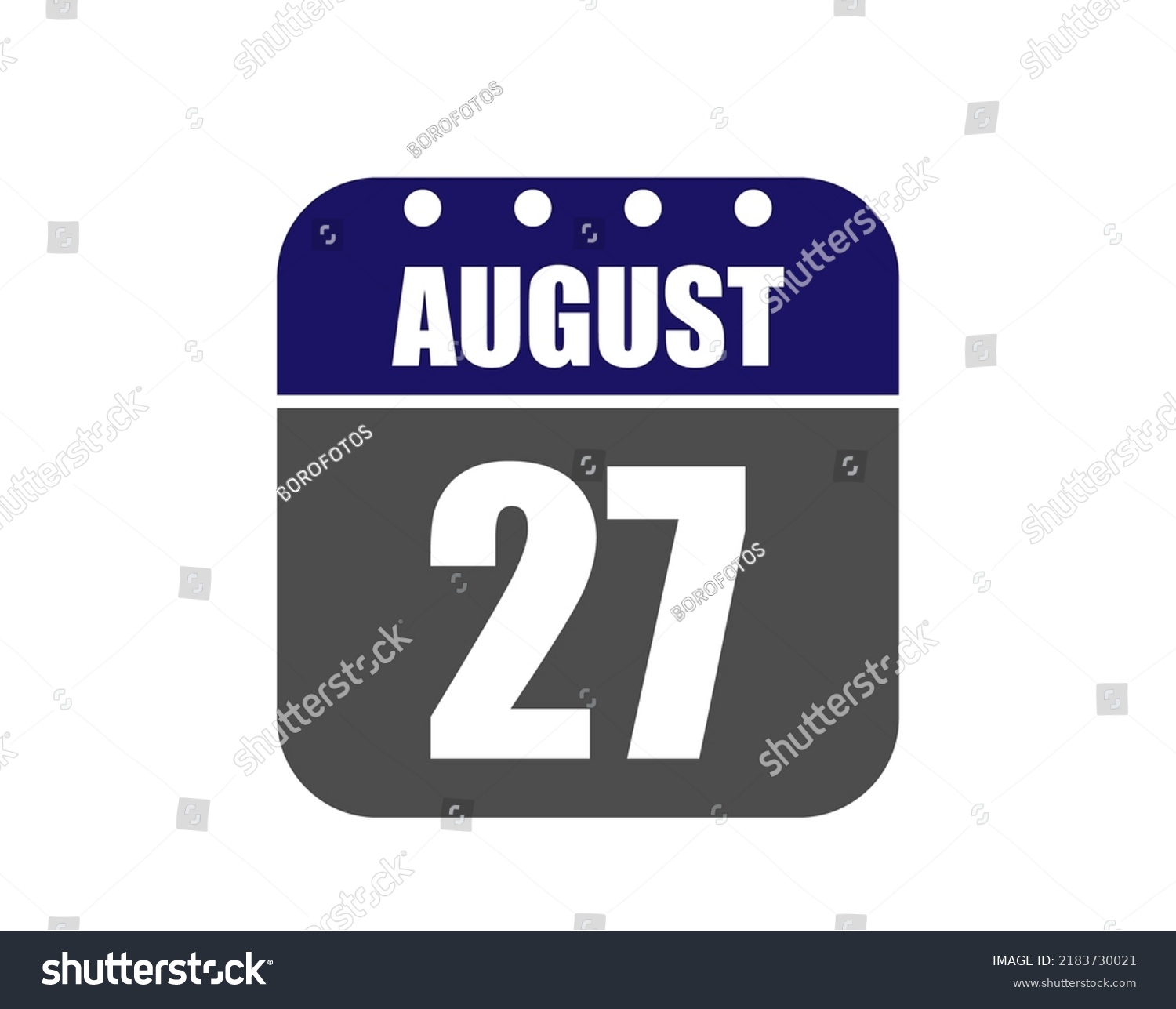 SVG of 27 August calendar banner. August calendar icon in blue and gray. svg