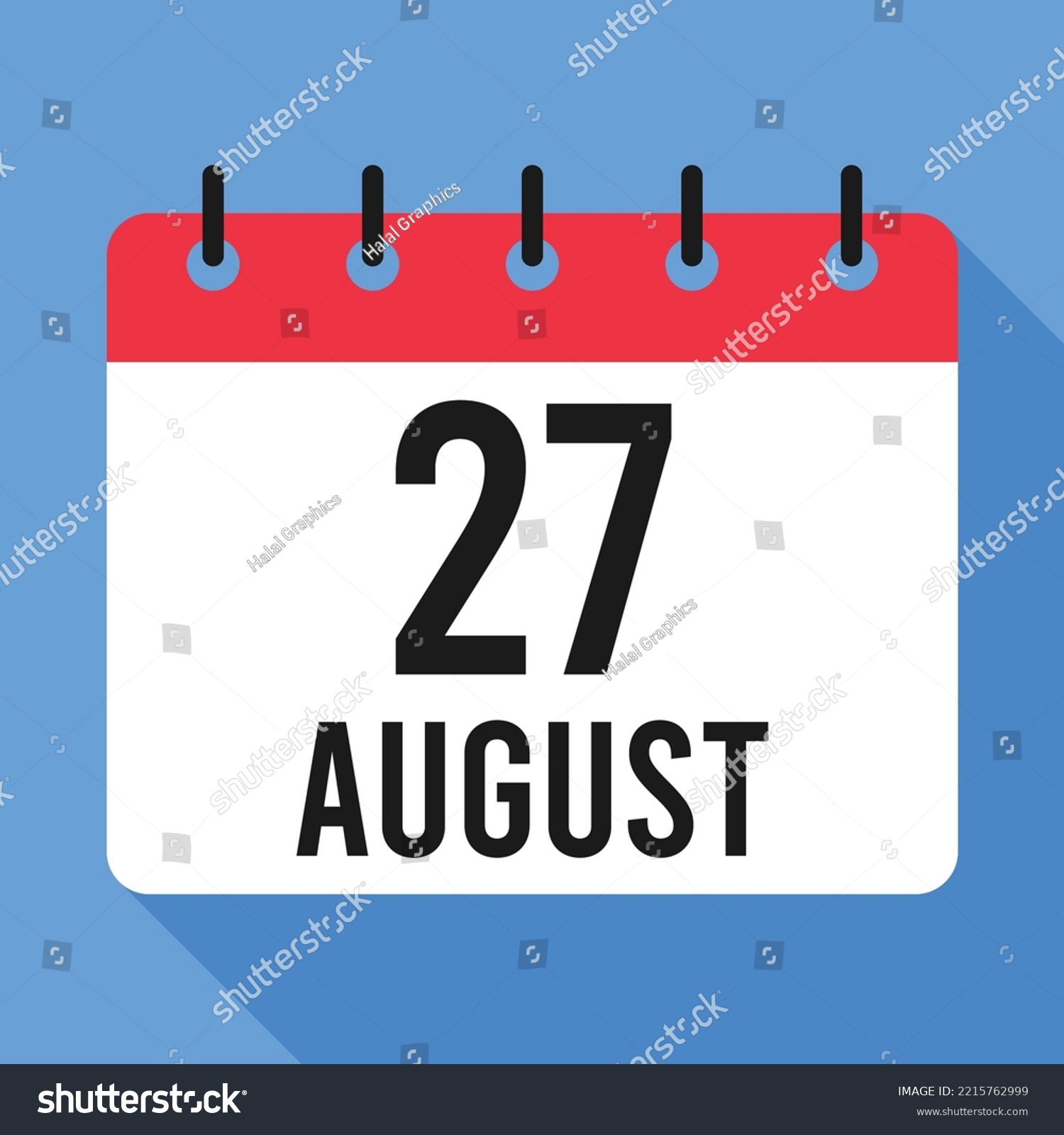SVG of 27 August Calendar. Blue Background. Vector Calendar. svg