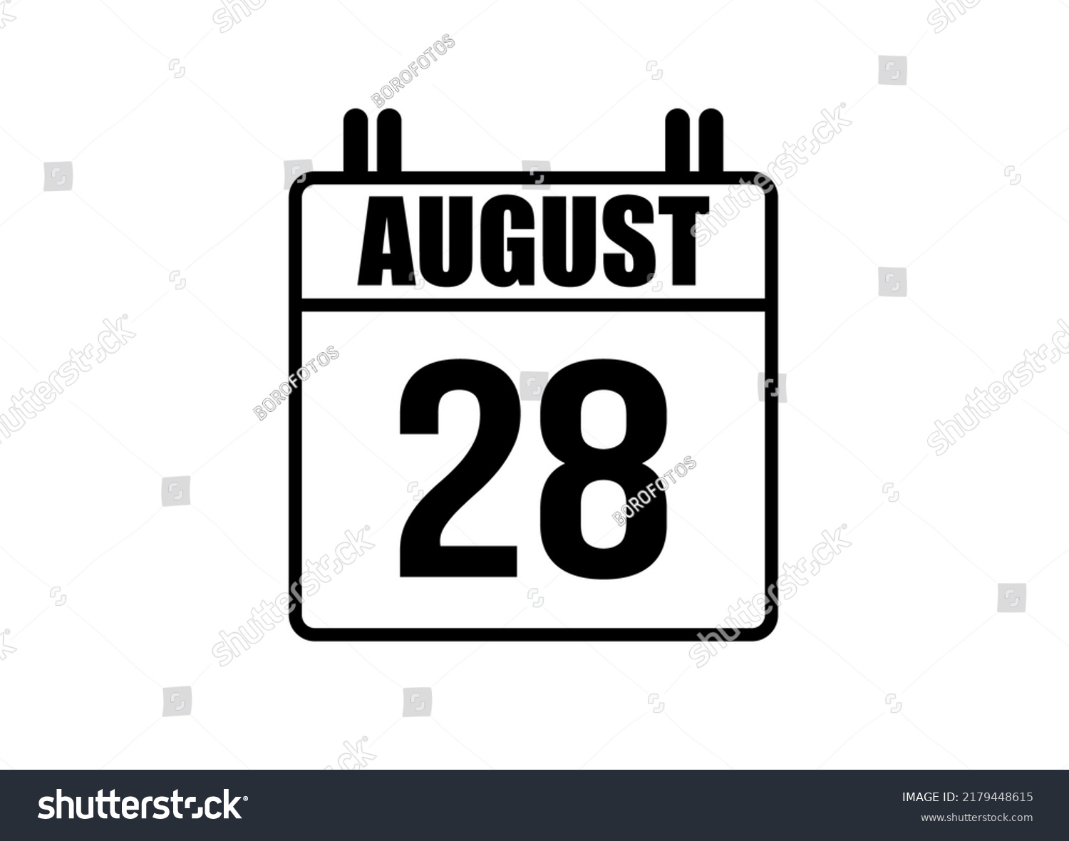 28 August Calendar Simple Calendar Page Stock Vector (Royalty Free