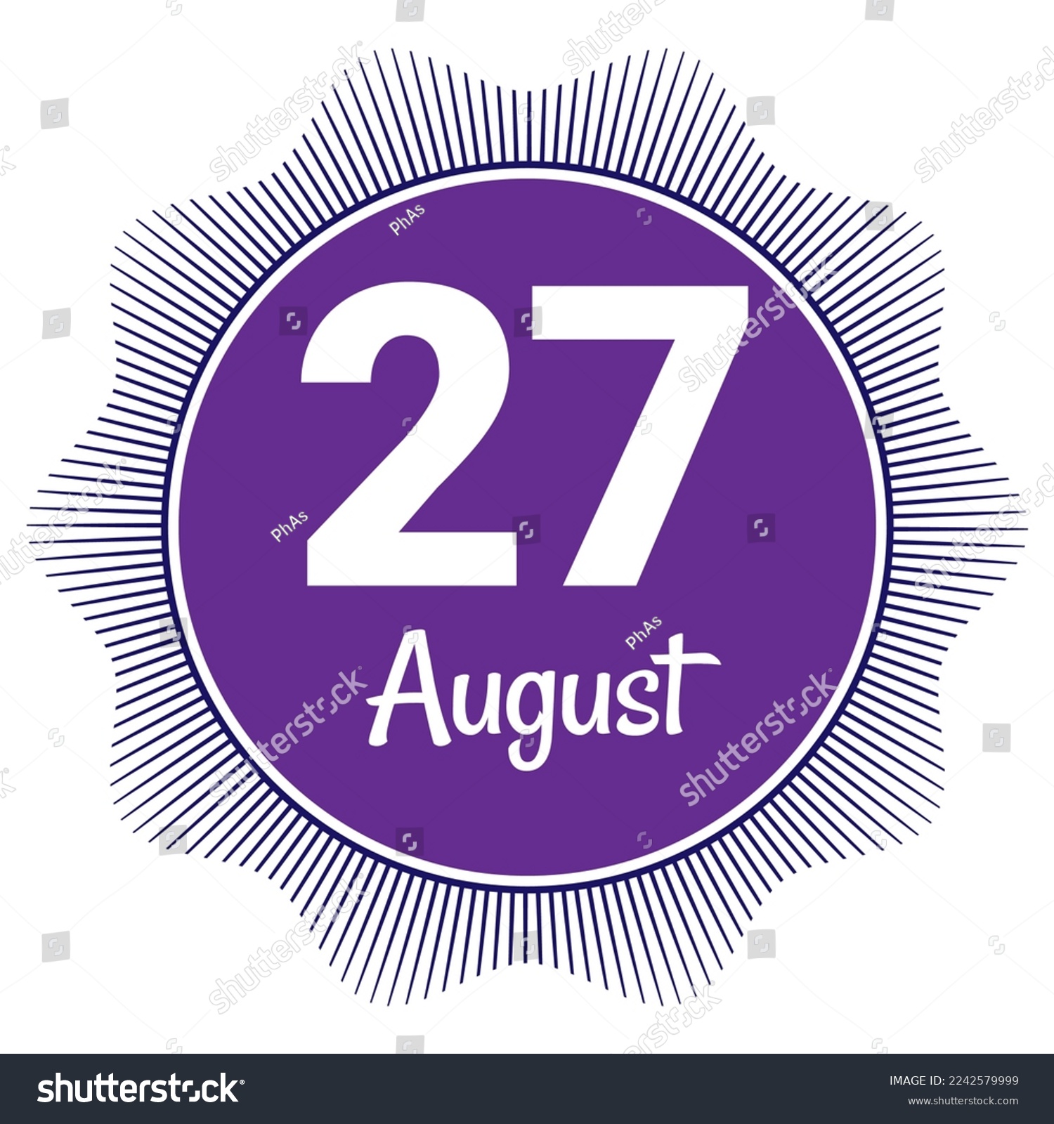 SVG of 27 August, Date template. Useful design for calendar or event promotion. Vector illustration EPS 10 File. Isolated on white background.  svg