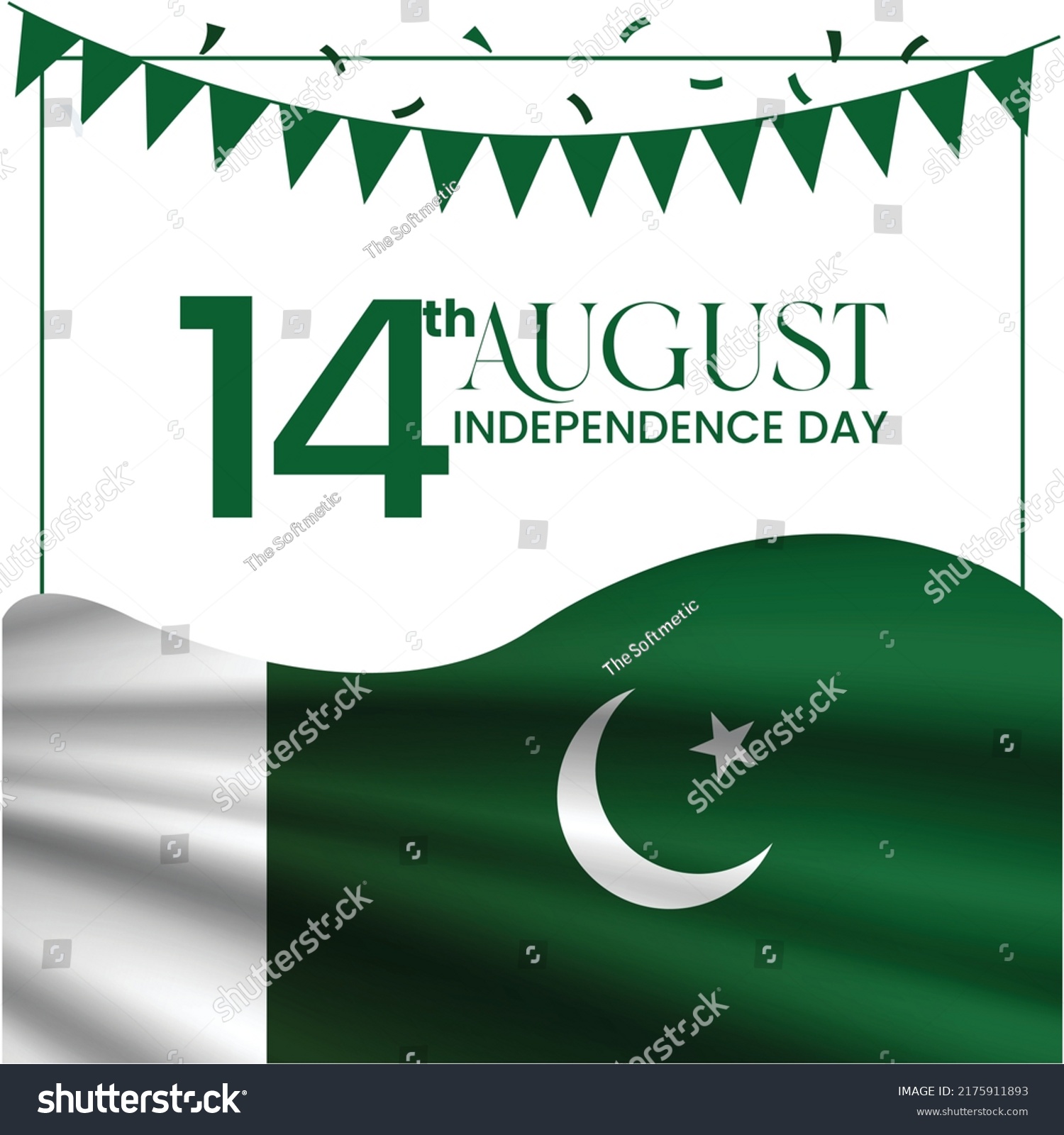 14 August Pakistan Independence Day Celebration Stock Vector Royalty