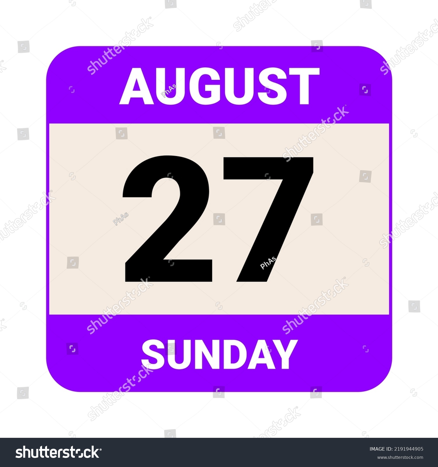 SVG of 27 August, Sunday. Date template. Useful design for calendar or event promotion. Vector illustration EPS 10 File.  svg