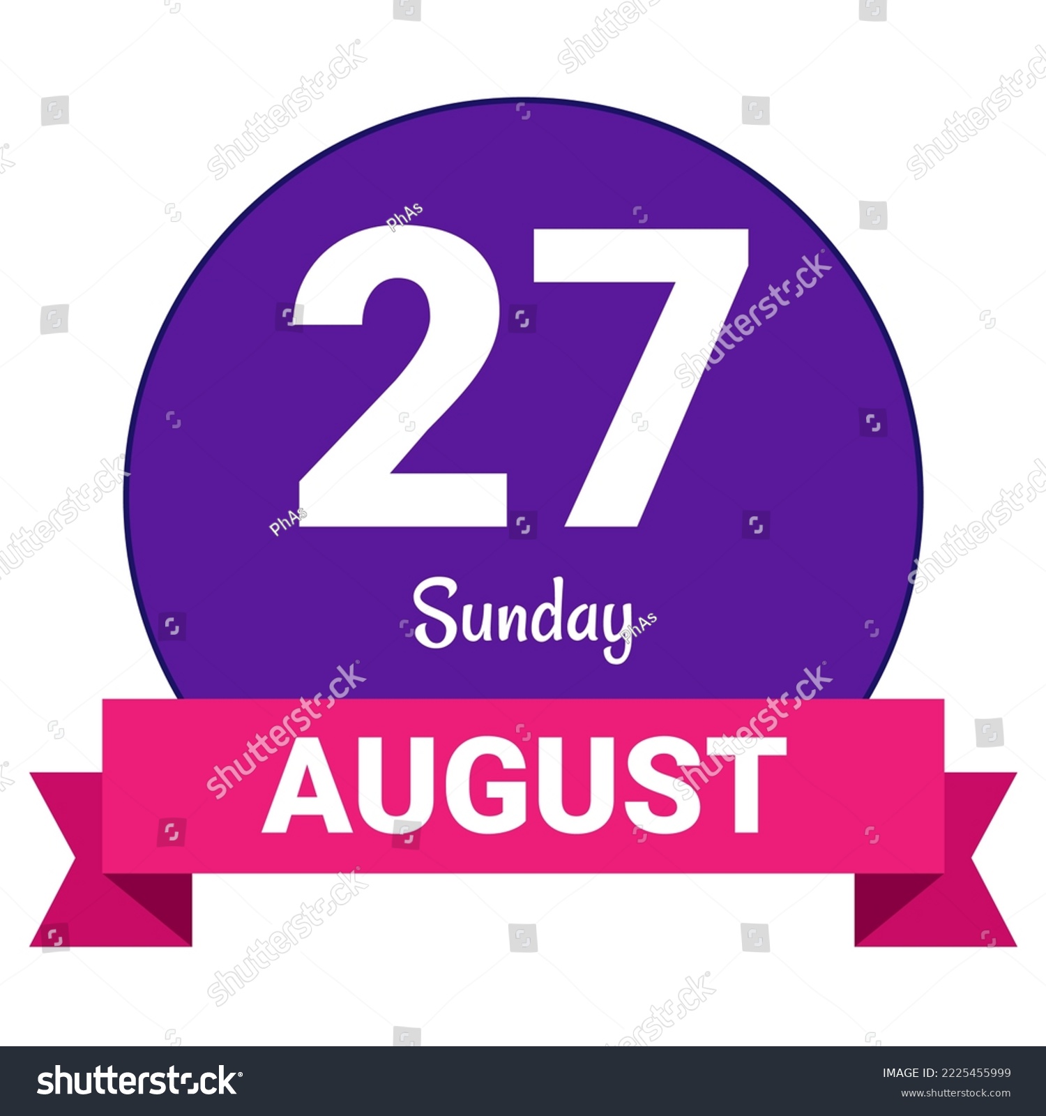 SVG of 27 August, Sunday. Date template. Useful design for calendar or event promotion. Vector illustration EPS 10 File. Isolated on white background. svg