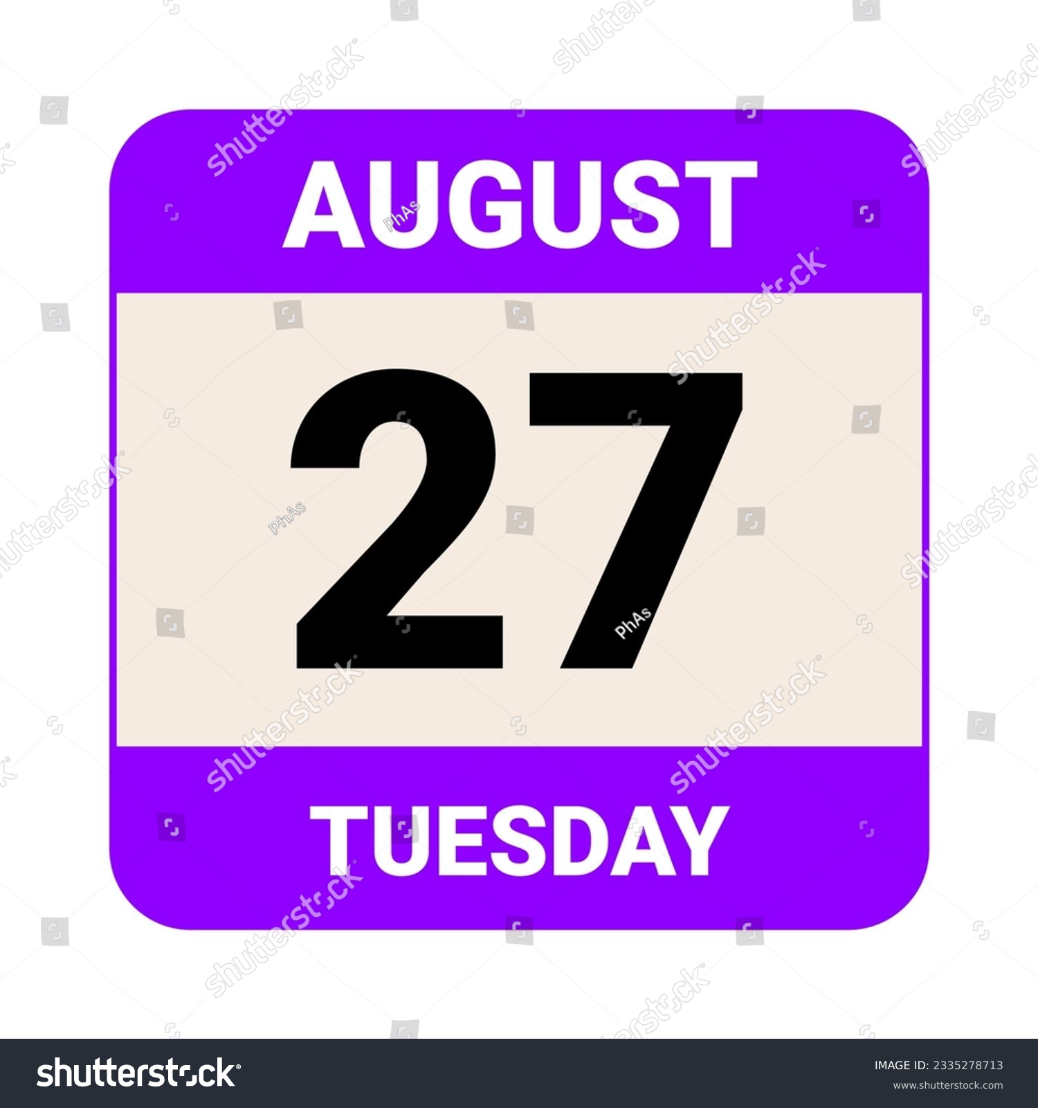 SVG of 27 August, Tuesday. Date template. Useful design for calendar or event promotion. Vector illustration EPS 10 File. Isolated on white background.  svg