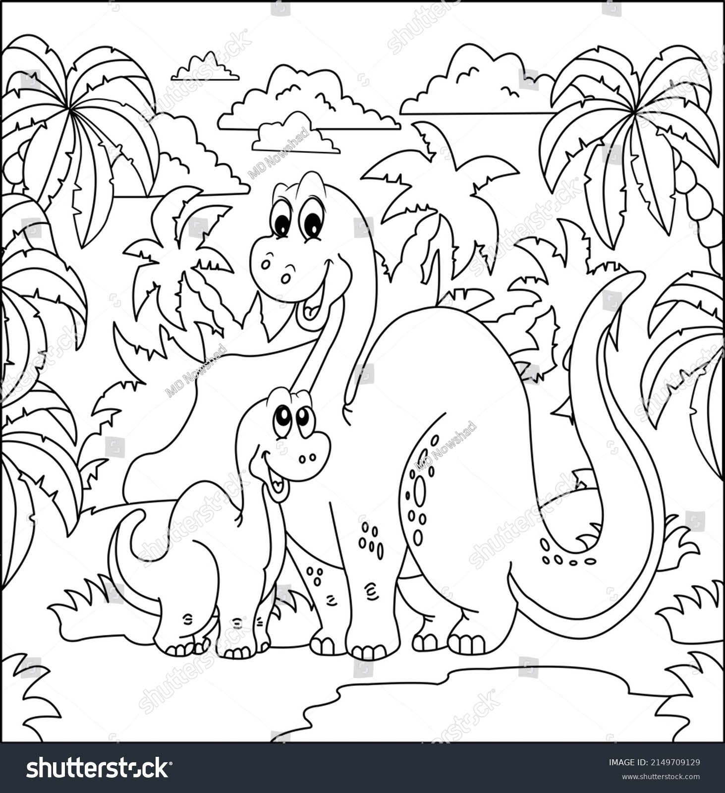 Australian Dinosaur Coloring Page Line Art Stock Vector (Royalty Free ...