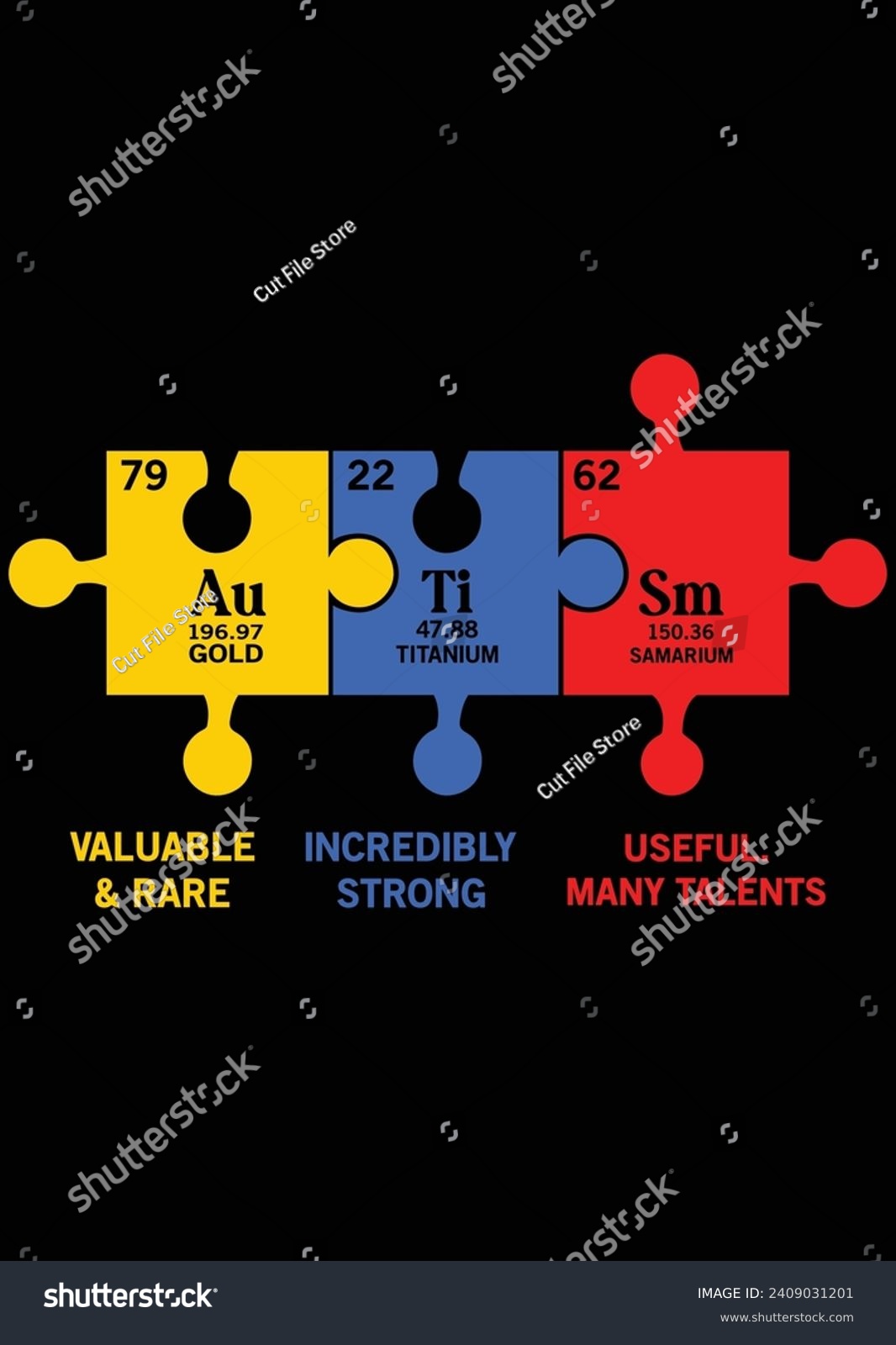 SVG of 
Autism Awareness Puzzle Chemical Element eps cut file for cutting machine svg