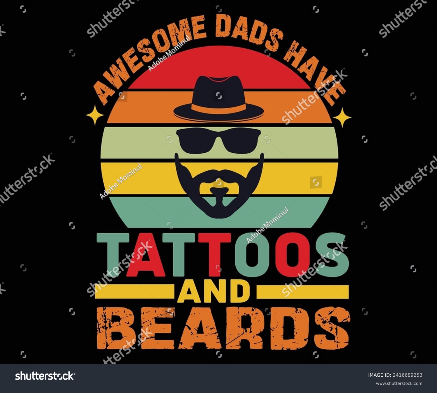 SVG of 
Awesome Dads Have Tattoos and Beards Retro Vintage,Father's Day Svg,Papa svg,Grandpa Svg,Father's Day Saying Qoutes,Dad Svg,Funny Father, Gift For Dad Svg,,Family Svg,T shirt Design,Typography, svg