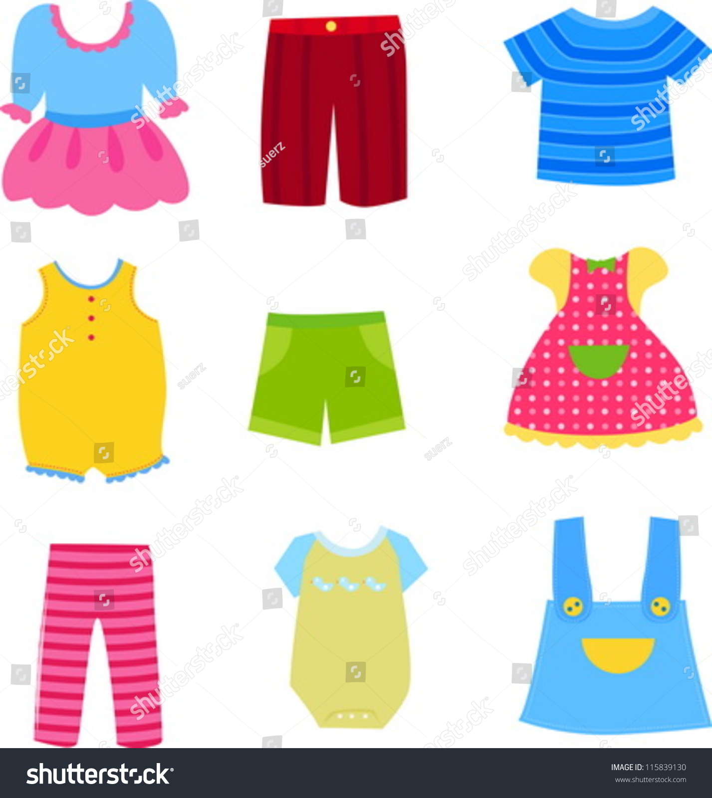 Baby Children Clothes Collection Stock Vector 115839130 - Shutterstock