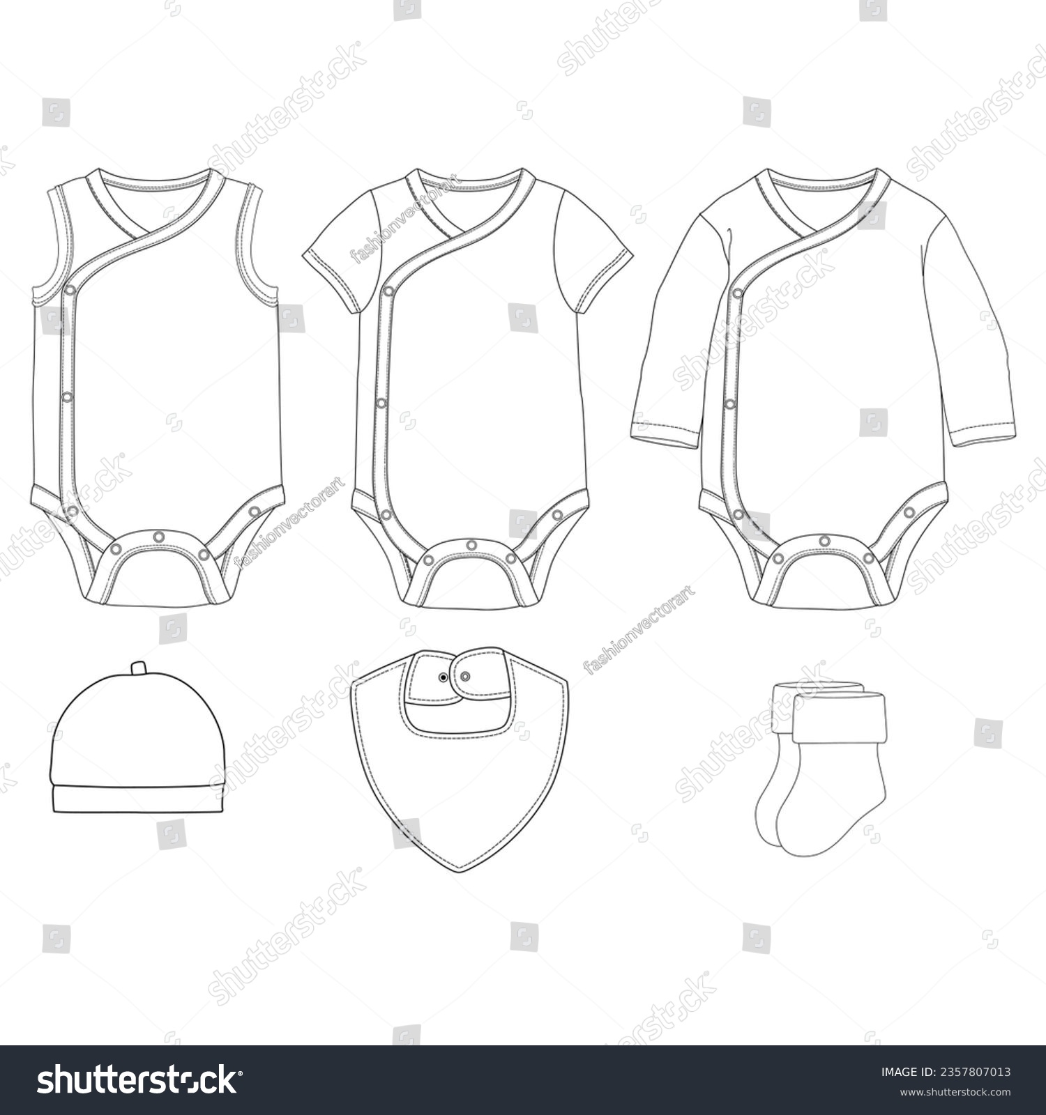 SVG of 
baby bodysuit cap shocks bib artwork vector art svg