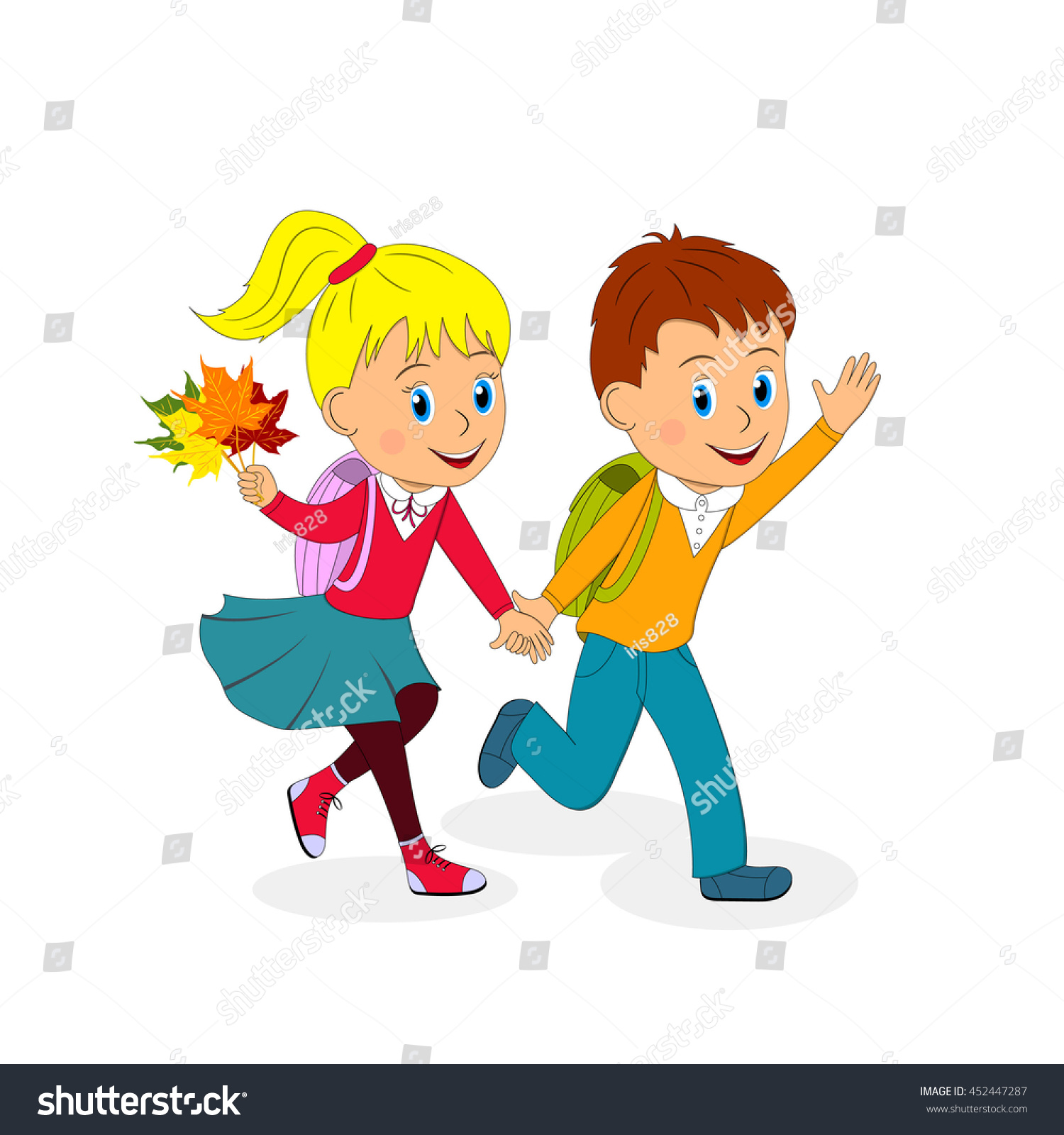 Back School Girl Running Illustration Vector Stock Vector 452447287 ...