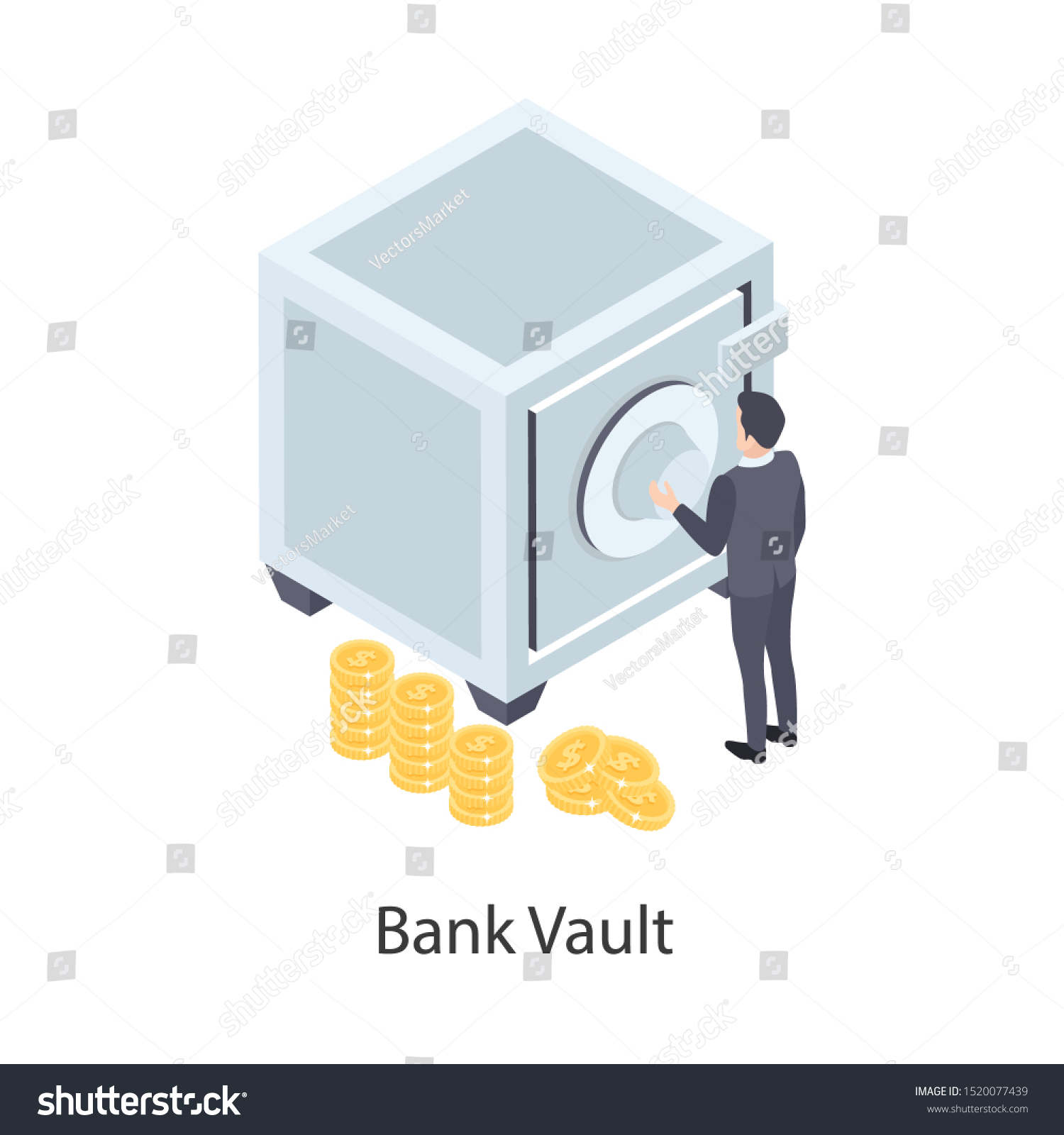 Bank Vault Secure Space Where Money Stock Vector (Royalty Free) 1520077439