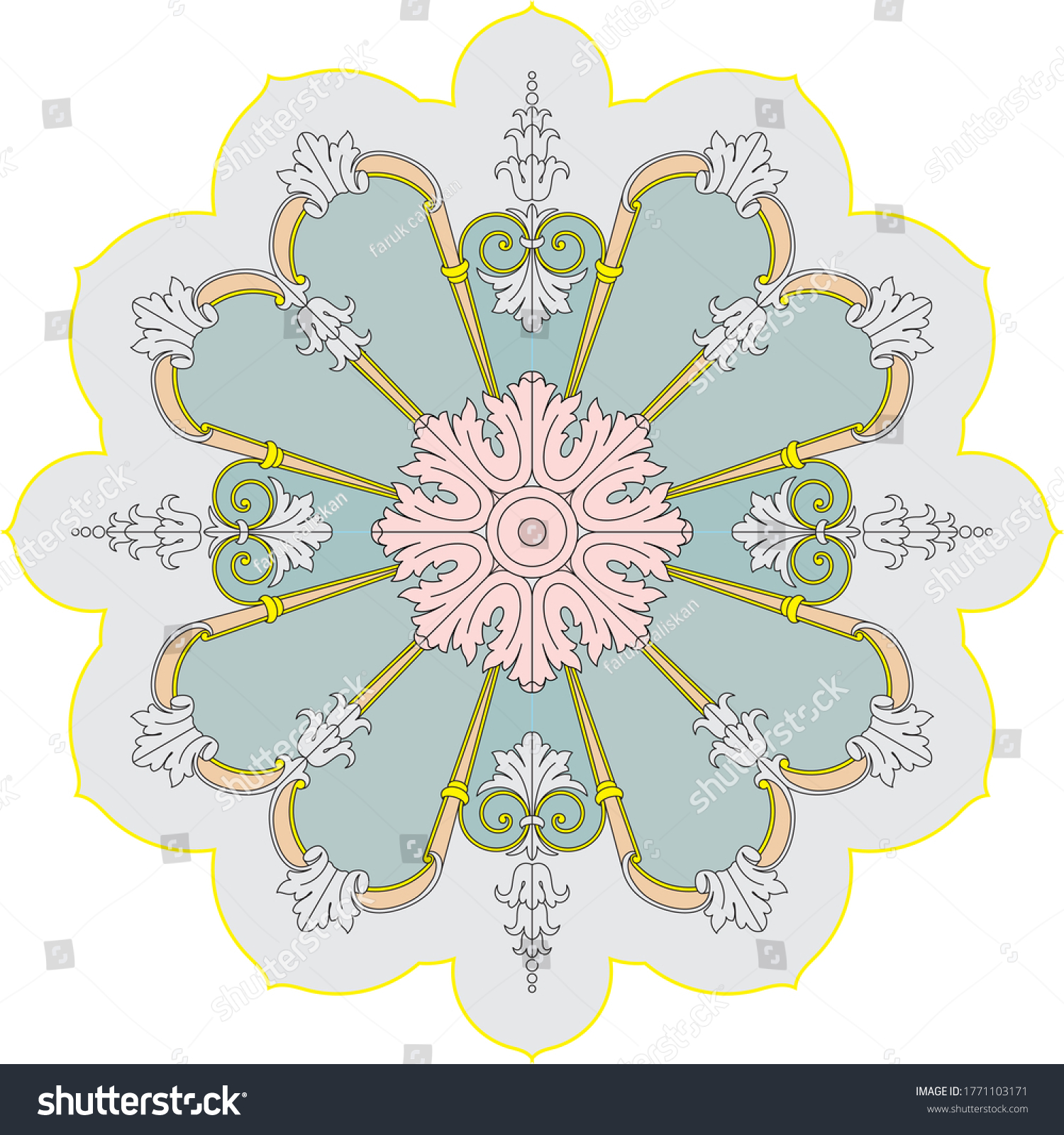Baroque Rococo Motif Drawing Pattern Cut Stock Vector (Royalty Free ...