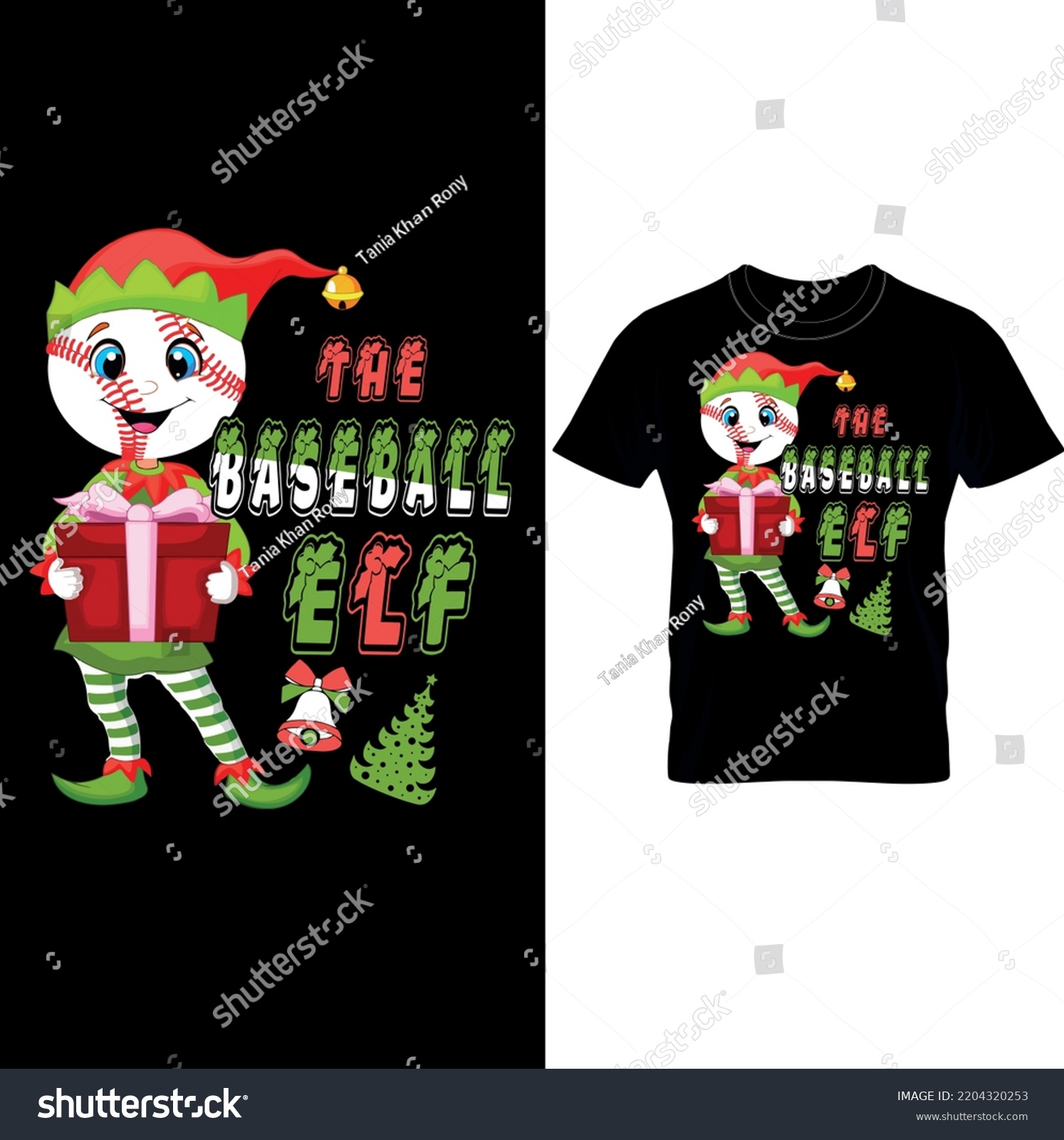 SVG of  Baseball Elf – Christmas T-Shirt Design – Funny Christmas T Shirt Design,Baseball Shirt, Baseball Elf Family Matching Group Christmas Sporty T-Shirt, Baseball Gift, Baseball Lover. svg