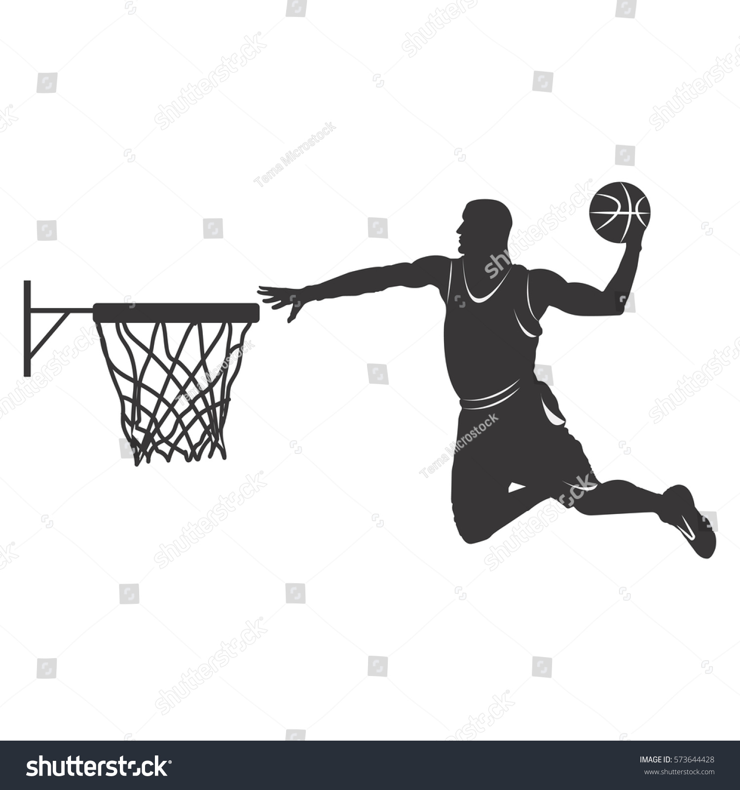 Basketball Player Vector Silhouette Isolated On Stock Vector (Royalty ...