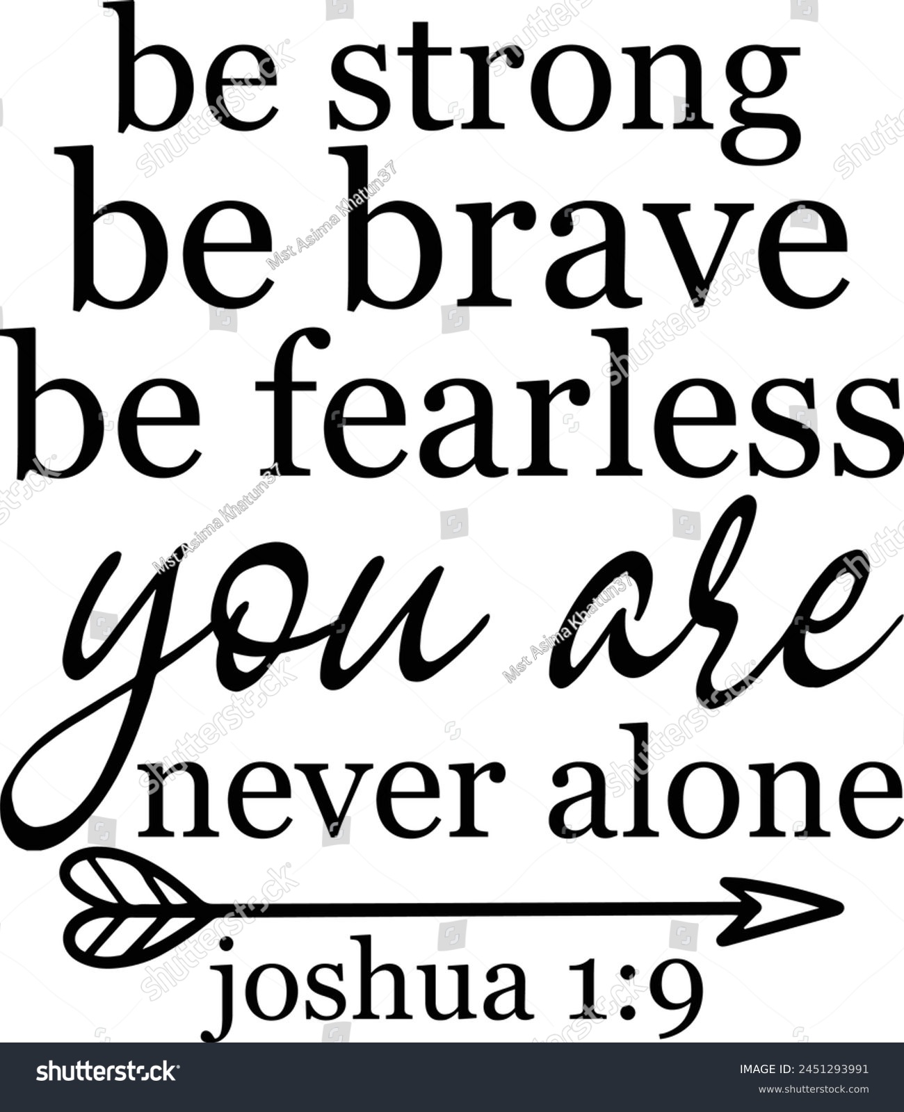 SVG of 
Be Strong Be Brave Be Fearless You Are Never Alone Joshua 1 9 svg