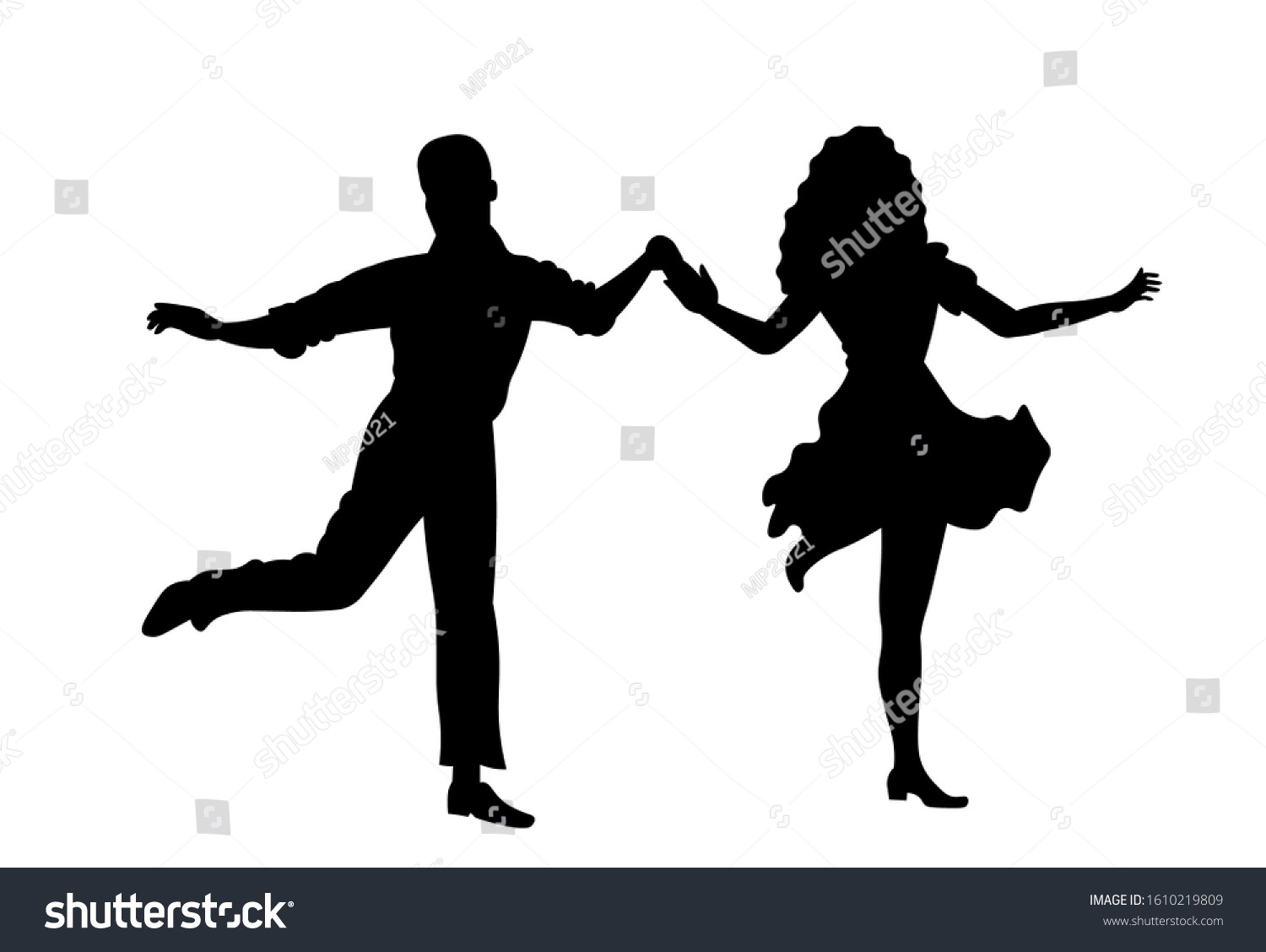 Beautiful Couple Dancing Silhouette Vector Stock Vector Royalty Free