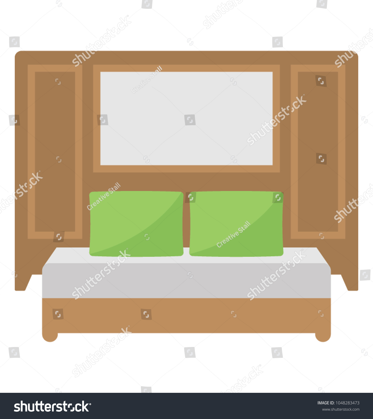 Bedroom Interior Backrest Wallmounted Cabinets Stock Vector
