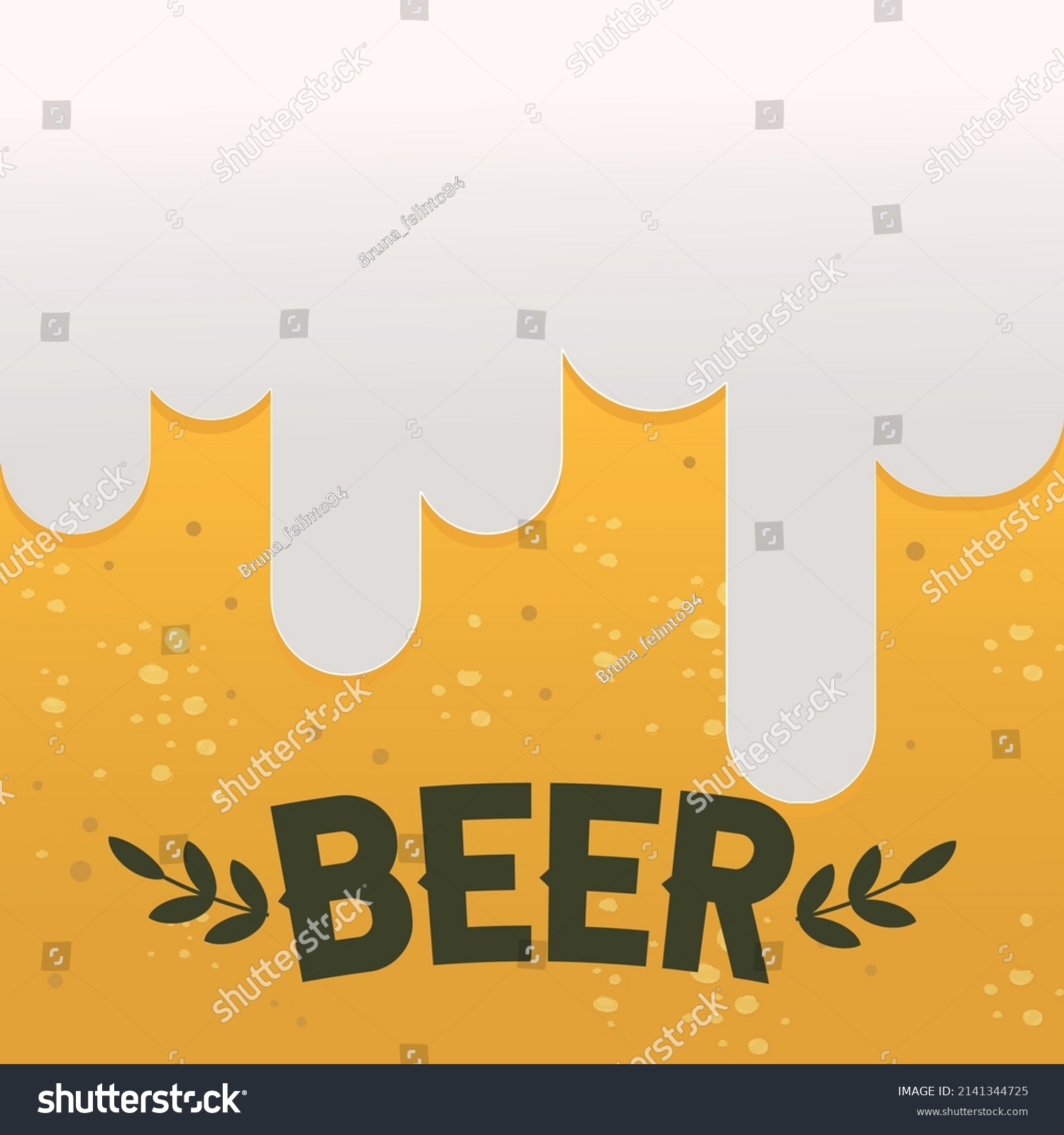 Beer Texture Foam Yellow Beer Bubbles Stock Vector Royalty Free