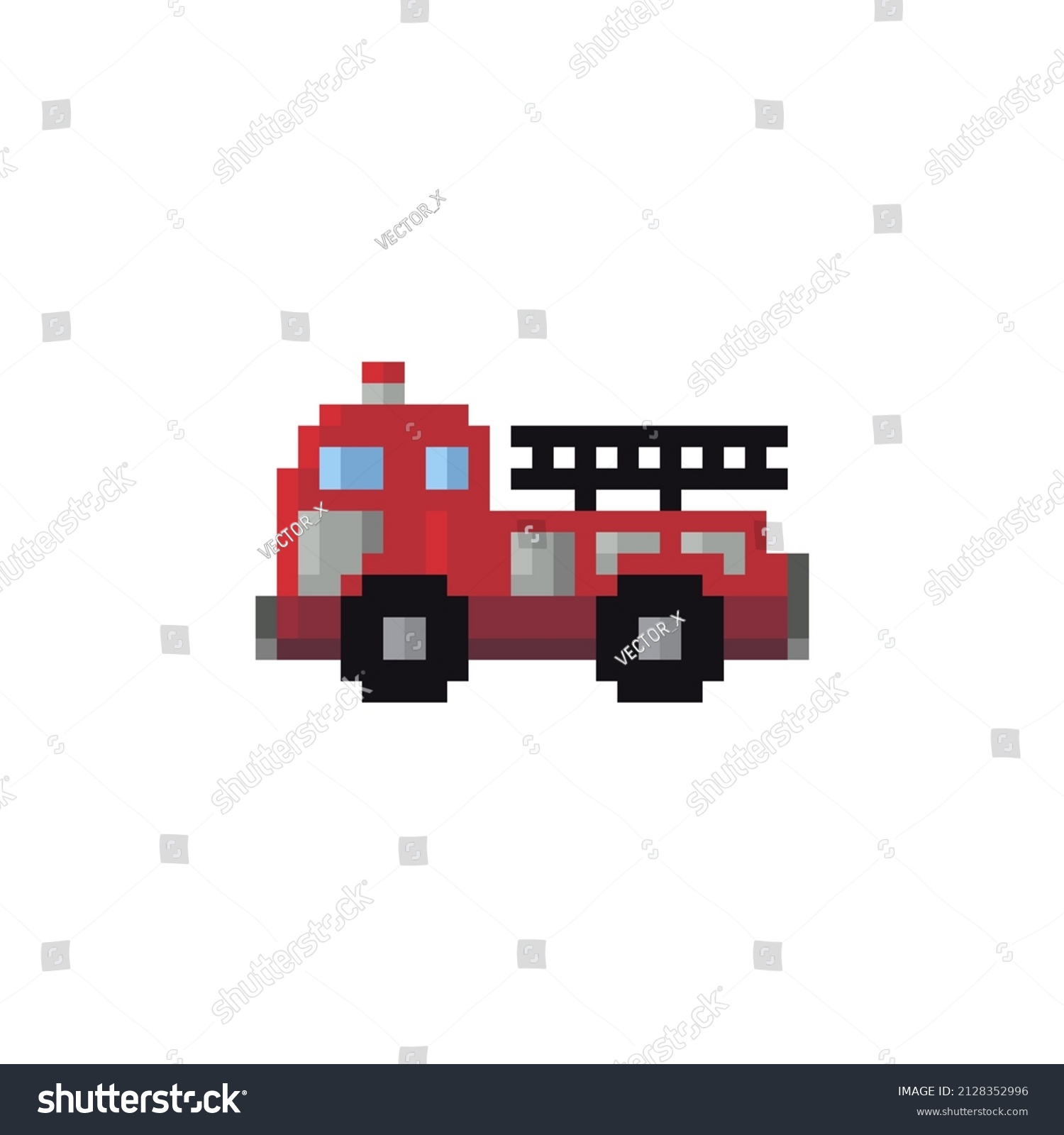 8bit Pixel Fire Truck Image Car Stock Vector (Royalty Free) 2128352996