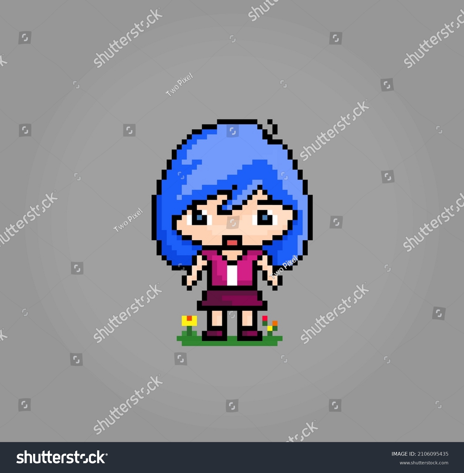 8 Bit Pixel Cute Girl Characters Stock Vector (Royalty Free) 2106095435 ...