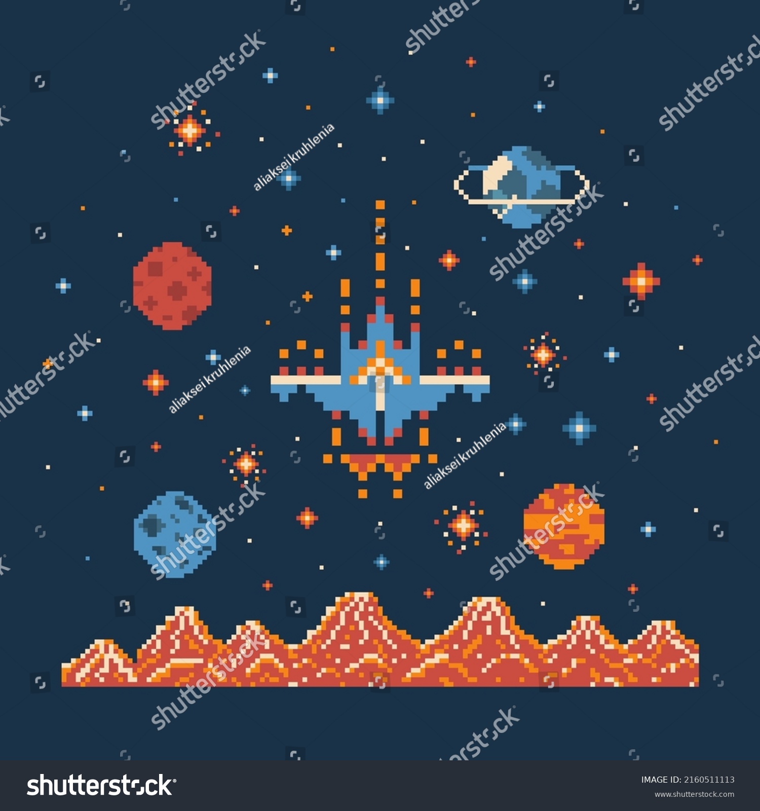 8 Bit Pixel Shuttle Outer Space Stock Vector (Royalty Free) 2160511113 ...