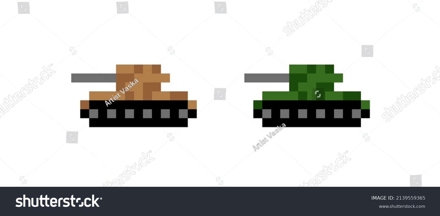 8 Bit Pixel Tanks Military Equipment Stock Vector Royalty Free