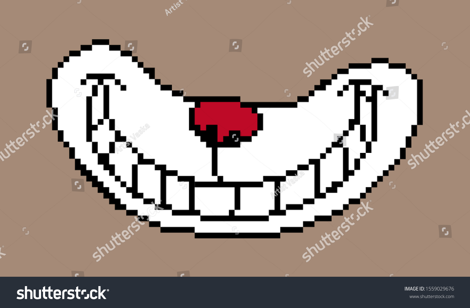 SVG of 8 bit pixelated smile of a Cheshire cat. vector illustration svg
