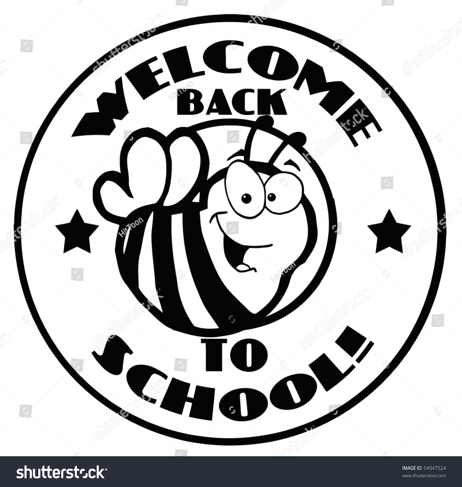 Black White Welcome Back School Bee Stock Vector Royalty Free