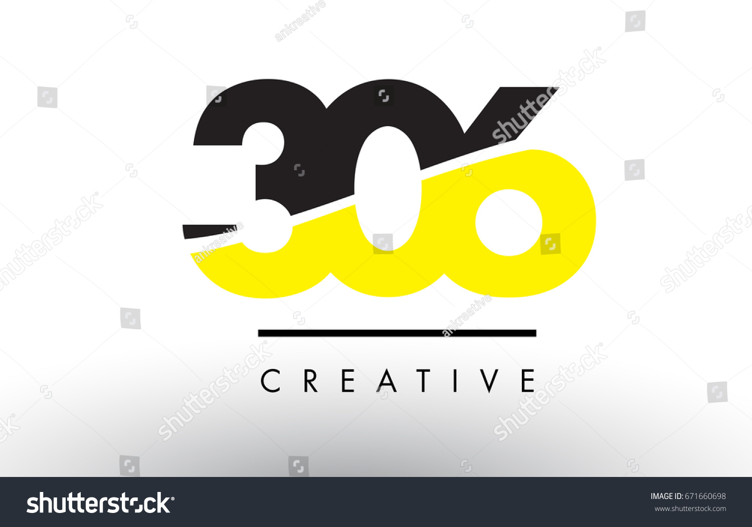 SVG of 306 Black and Yellow Number Logo Design cut in half. svg