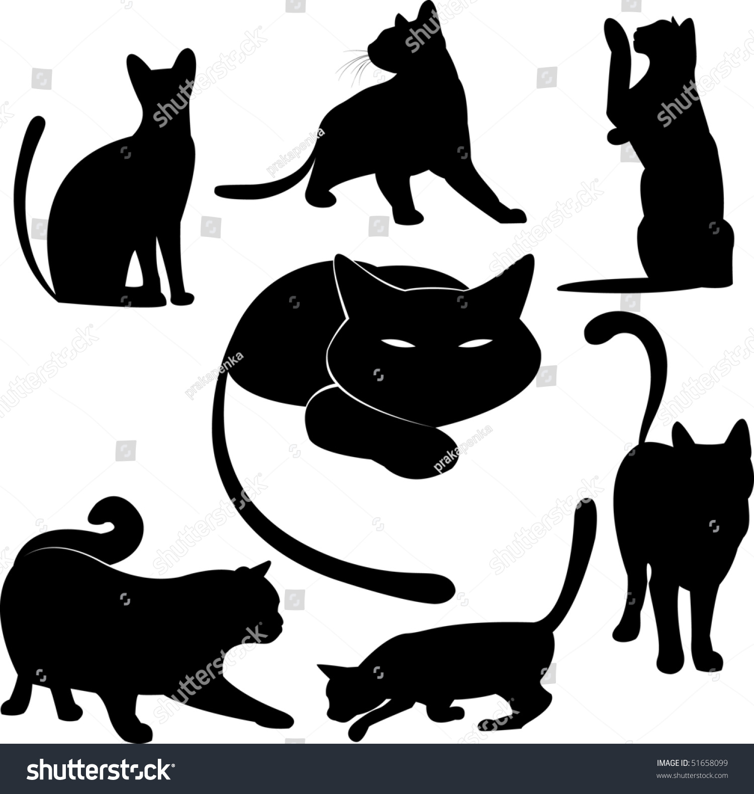 Black Cat Silhouette Collections Stock Vector 51658099 - Shutterstock