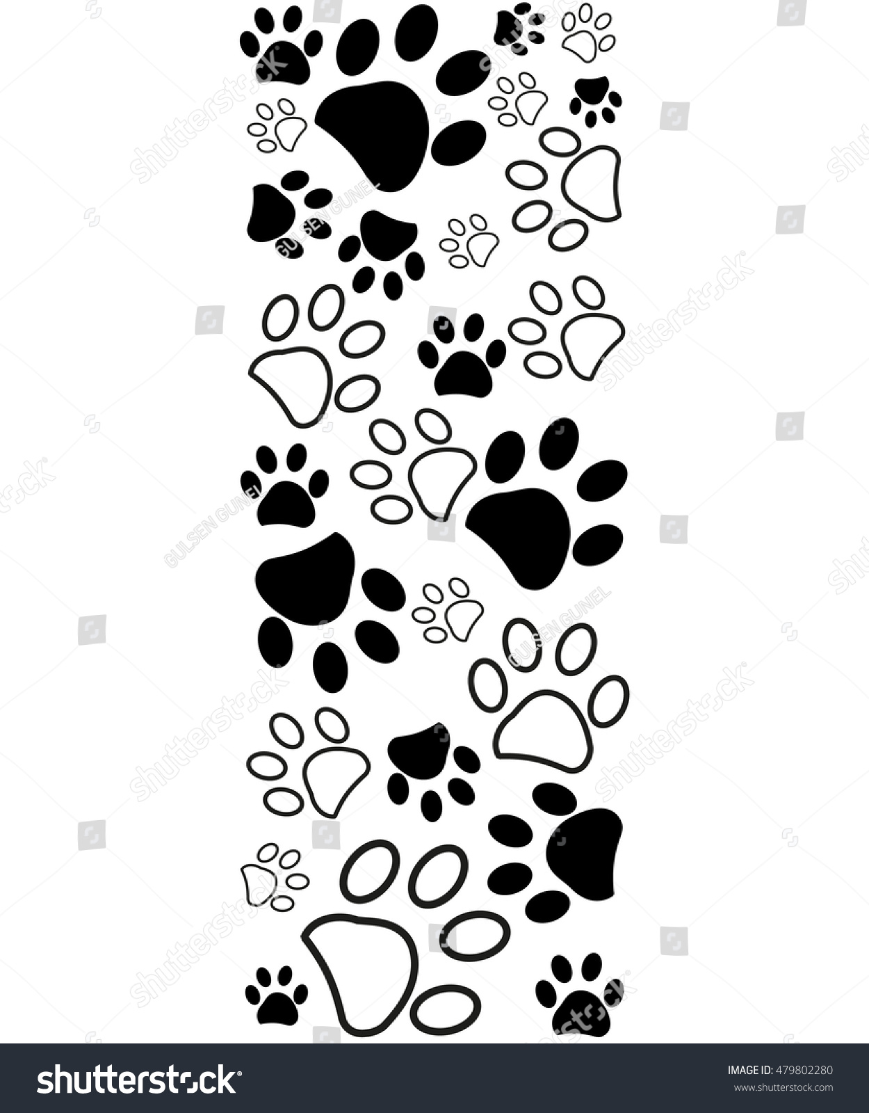 Vektor Stok Black White Paw Prints Border Vector Tanpa Royalti 479802280 Shutterstock 