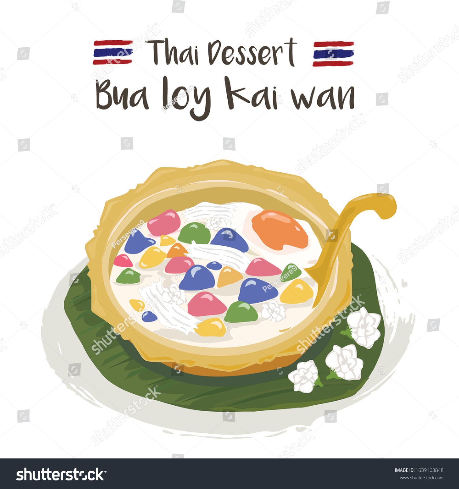 Bua Loi Kai Wan Sticky Rice Stock Vector Royalty Free 1639163848