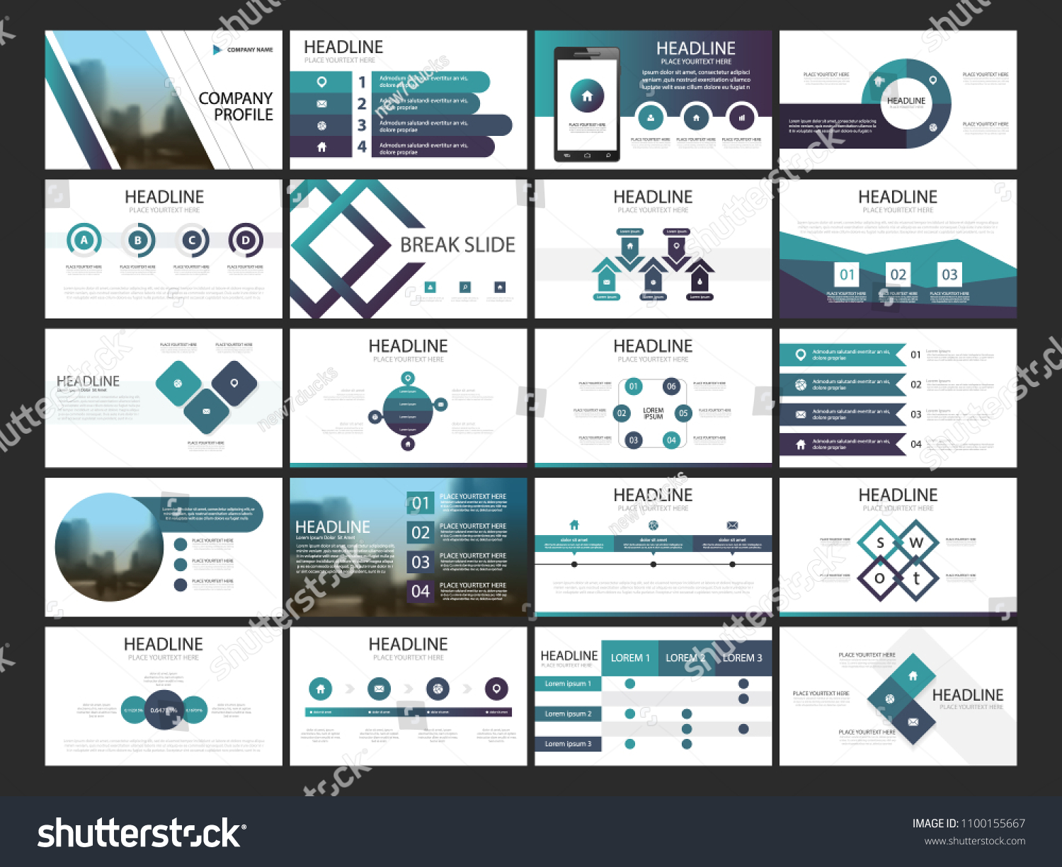 20 Bundle Presentation Template Infographic Elements Stock Vector ...