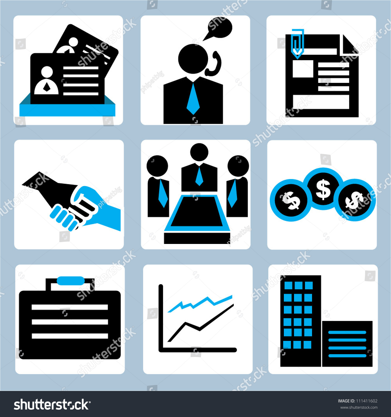 Business Company Icon Set Stock Vector 111411602 - Shutterstock